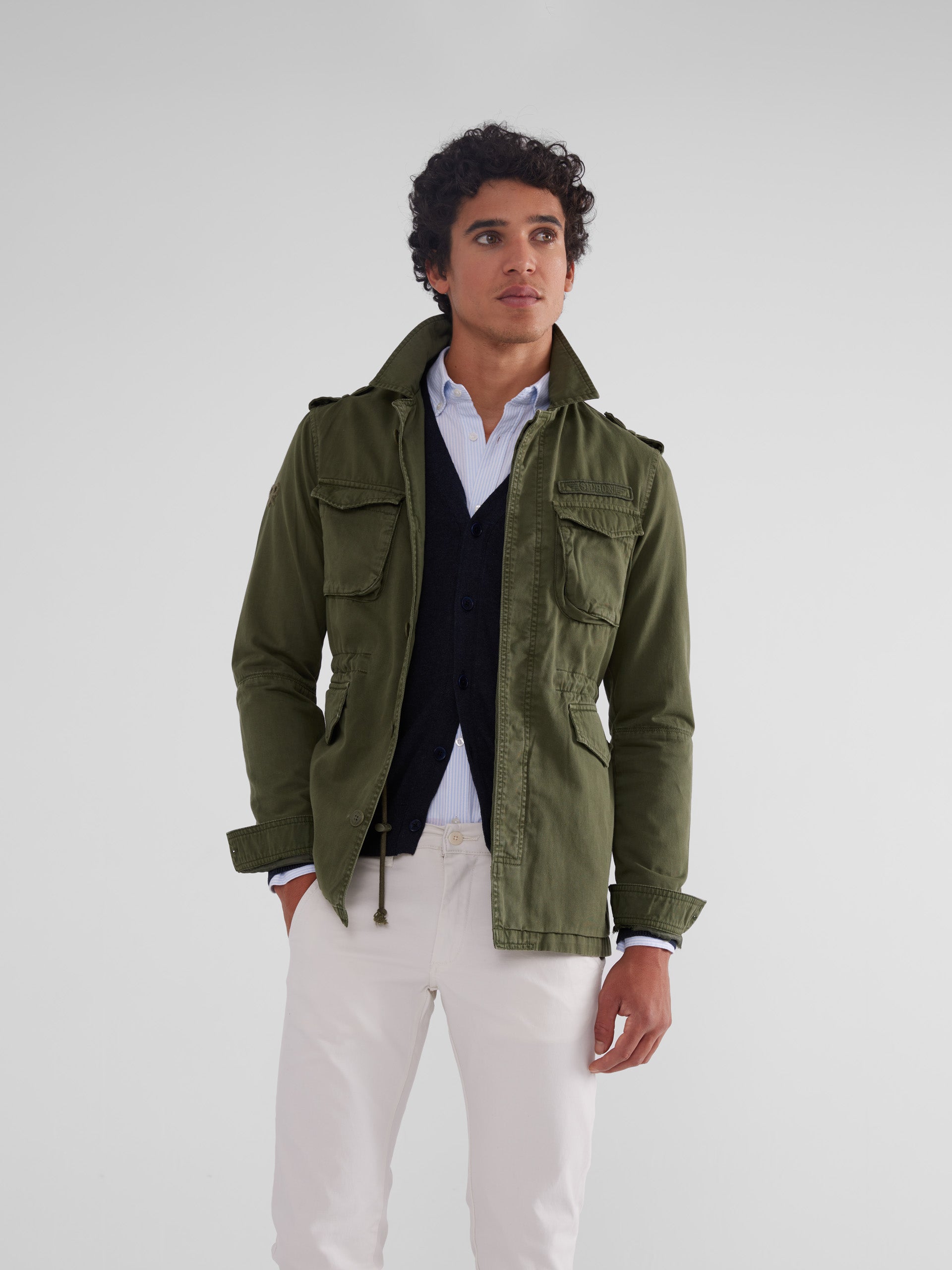 Chamarra cazadora verde militar new arrivals