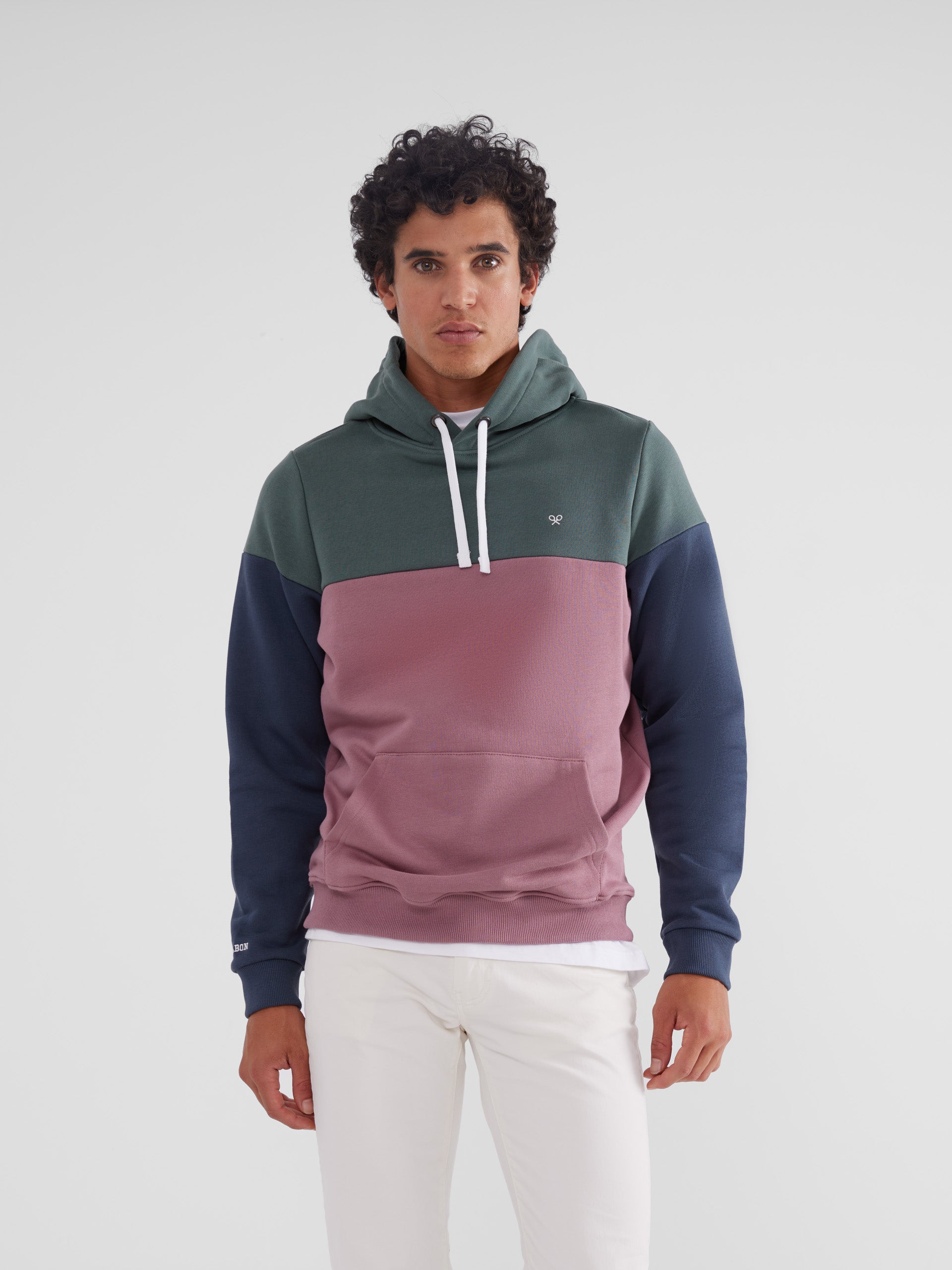 Sudadera capucha multicolor verde burdeos