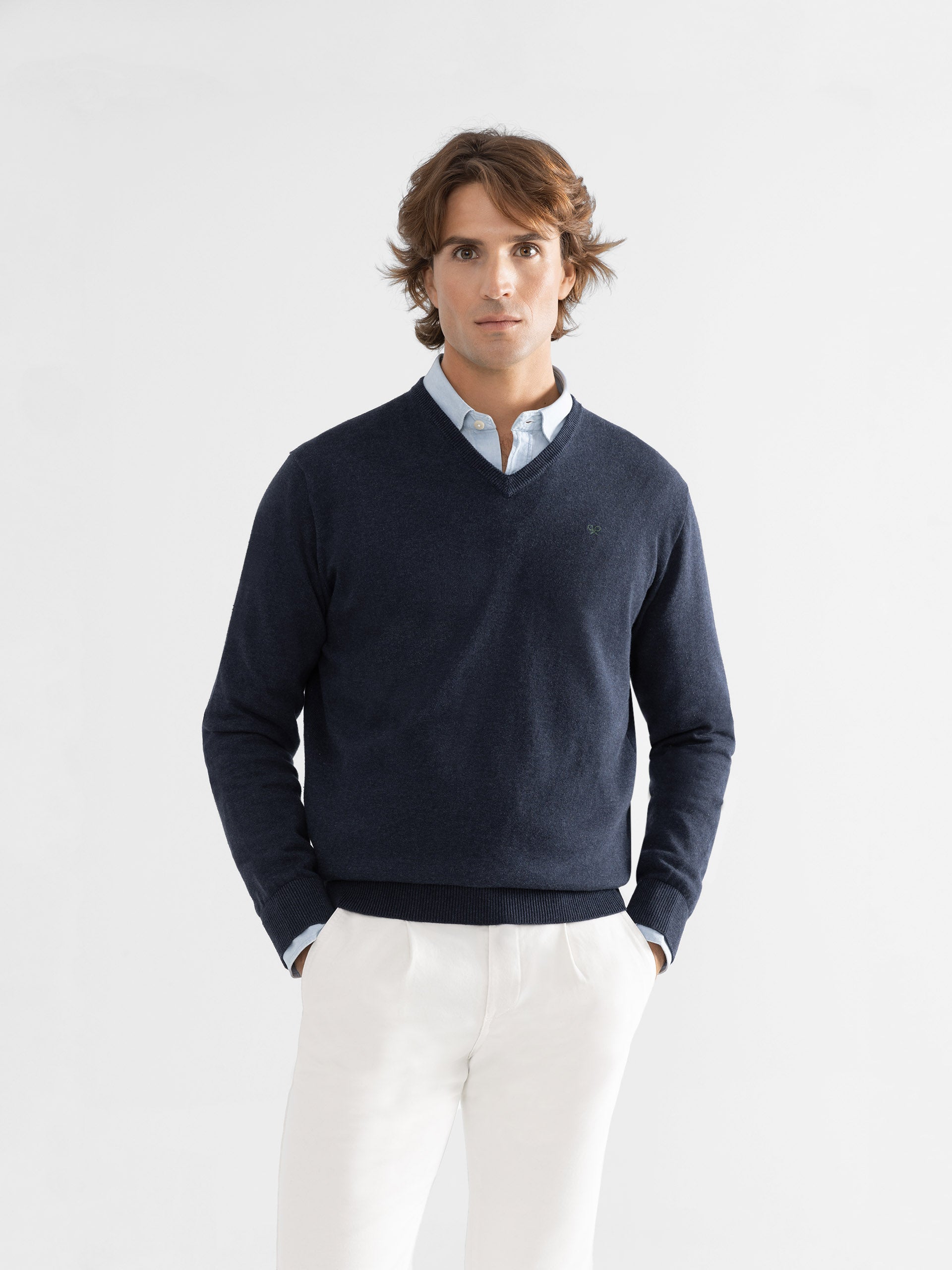 Plain navy blue discount sweater