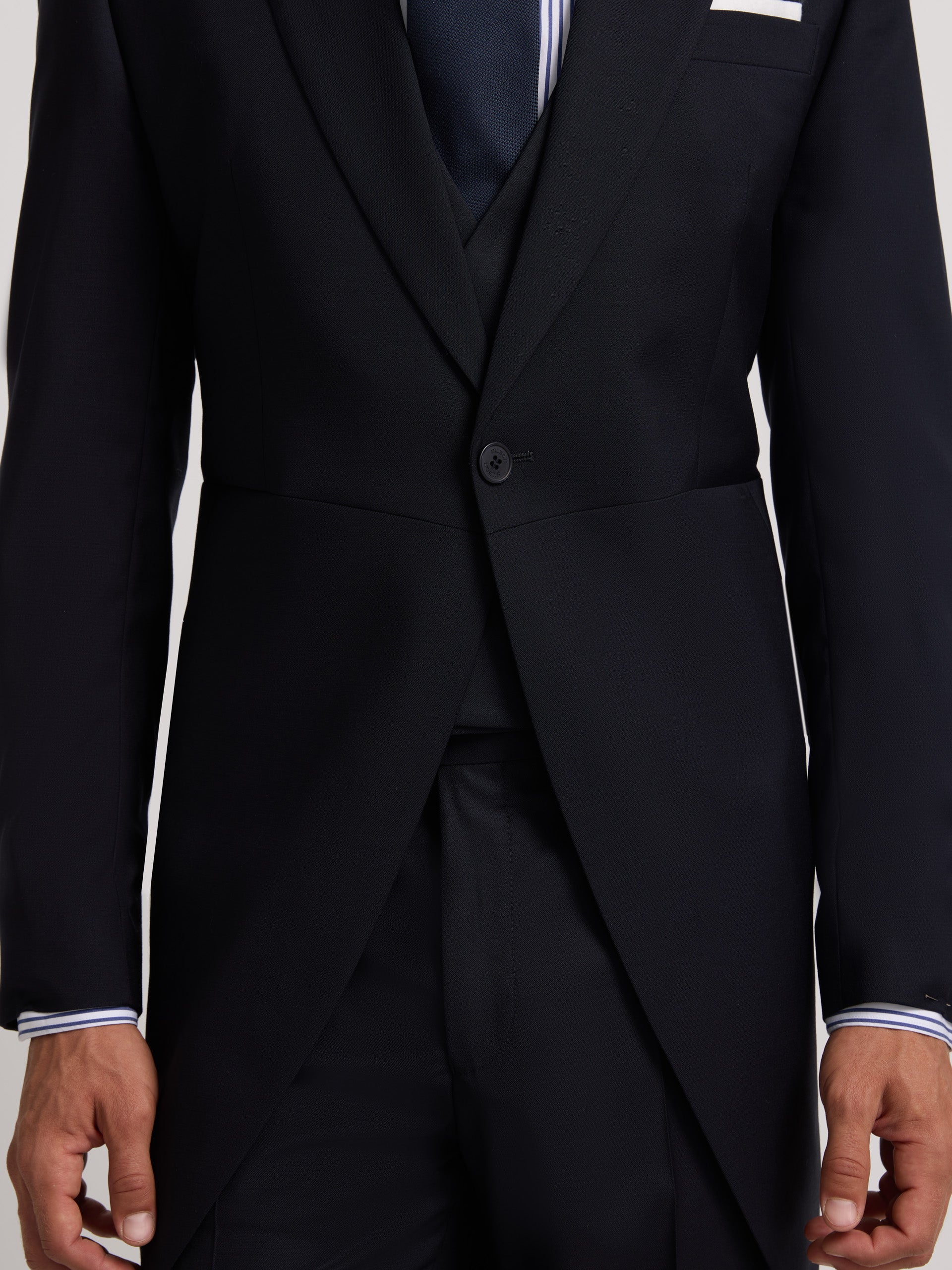 Navy blue stretch jacket frock coat