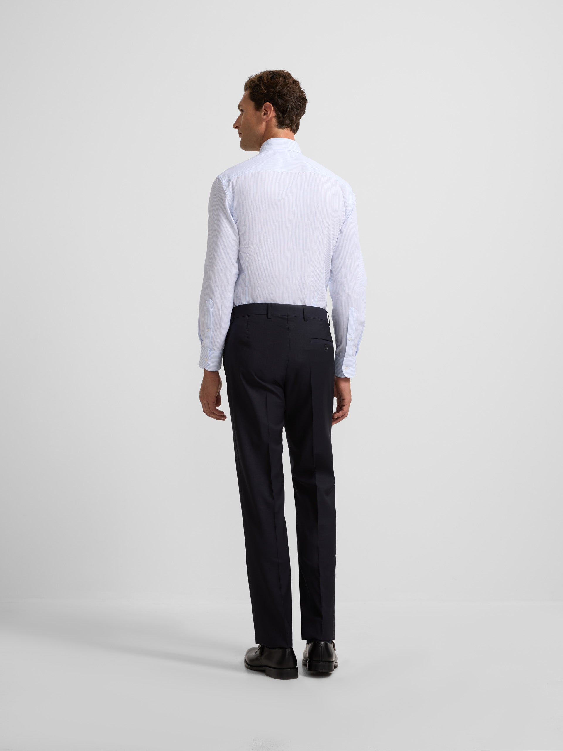 Navy blue stretch double-breasted suit pants