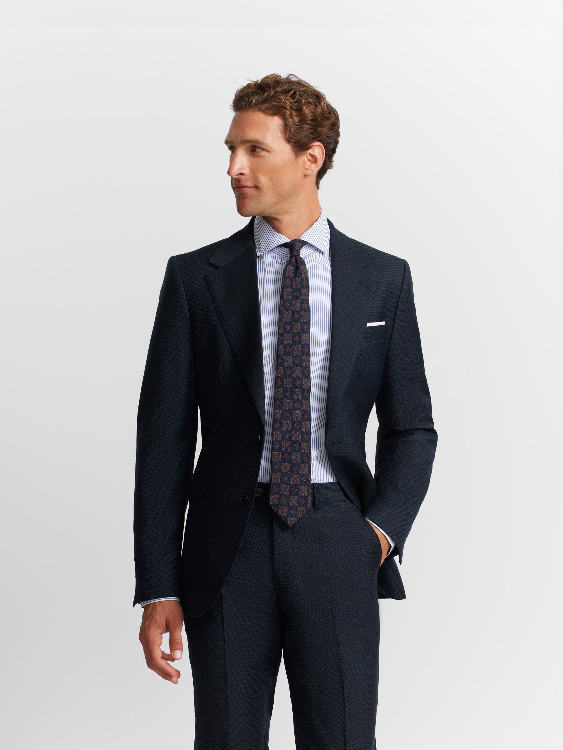 Navy bird's eye blazer suit