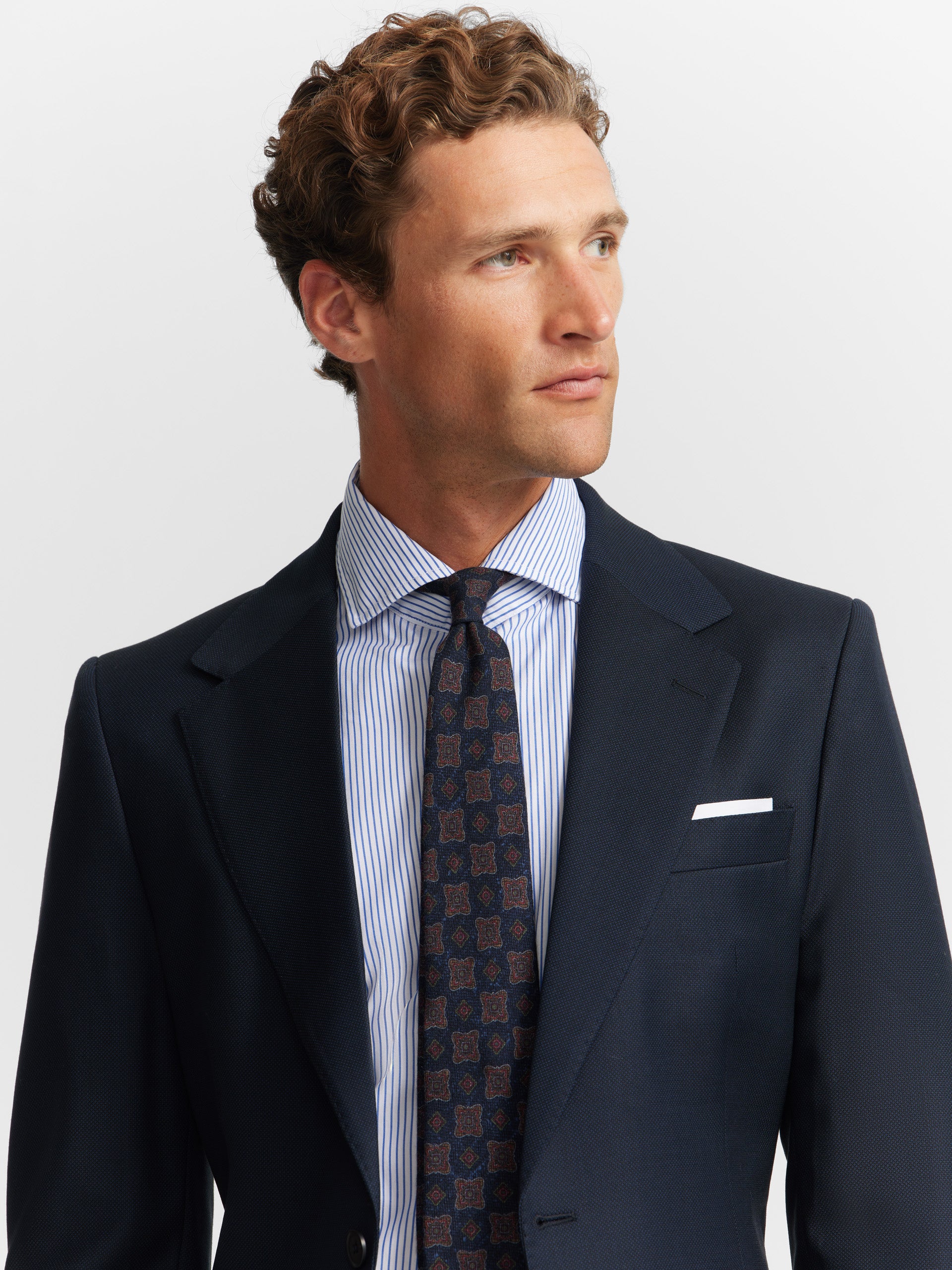 Navy bird's eye blazer suit