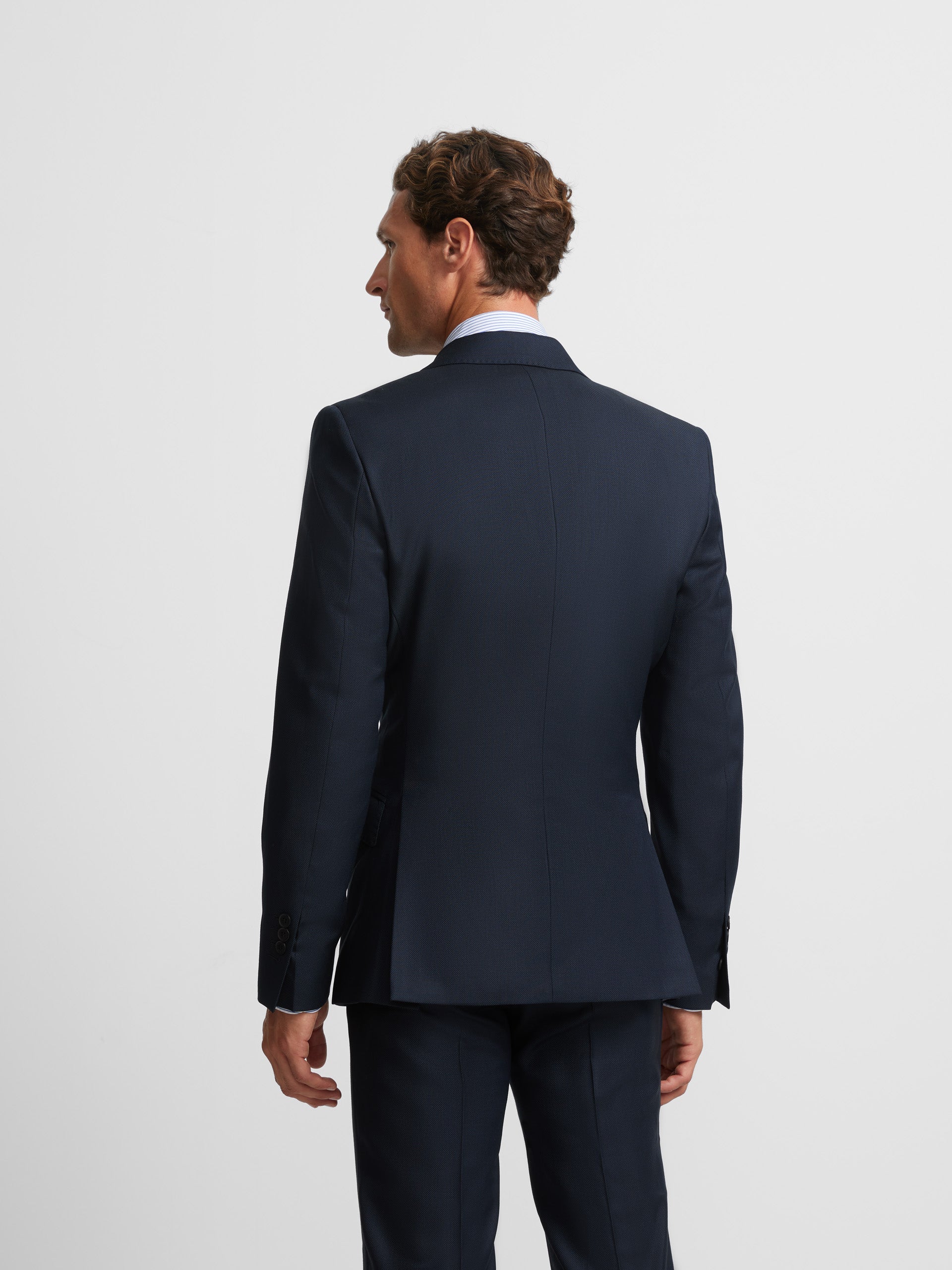 Navy bird's eye blazer suit