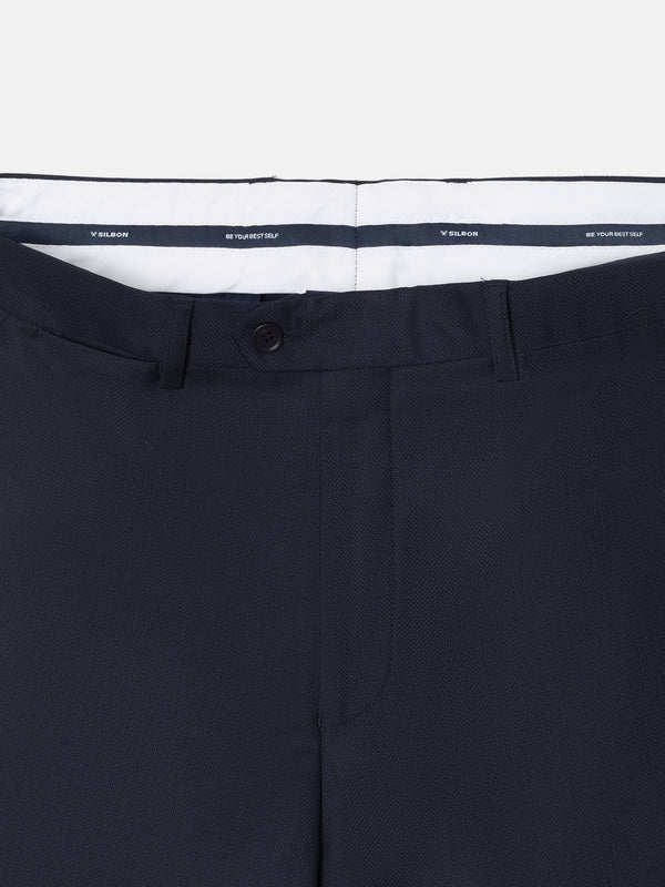 Pantalon de costume oeil de perdrix bleu marine