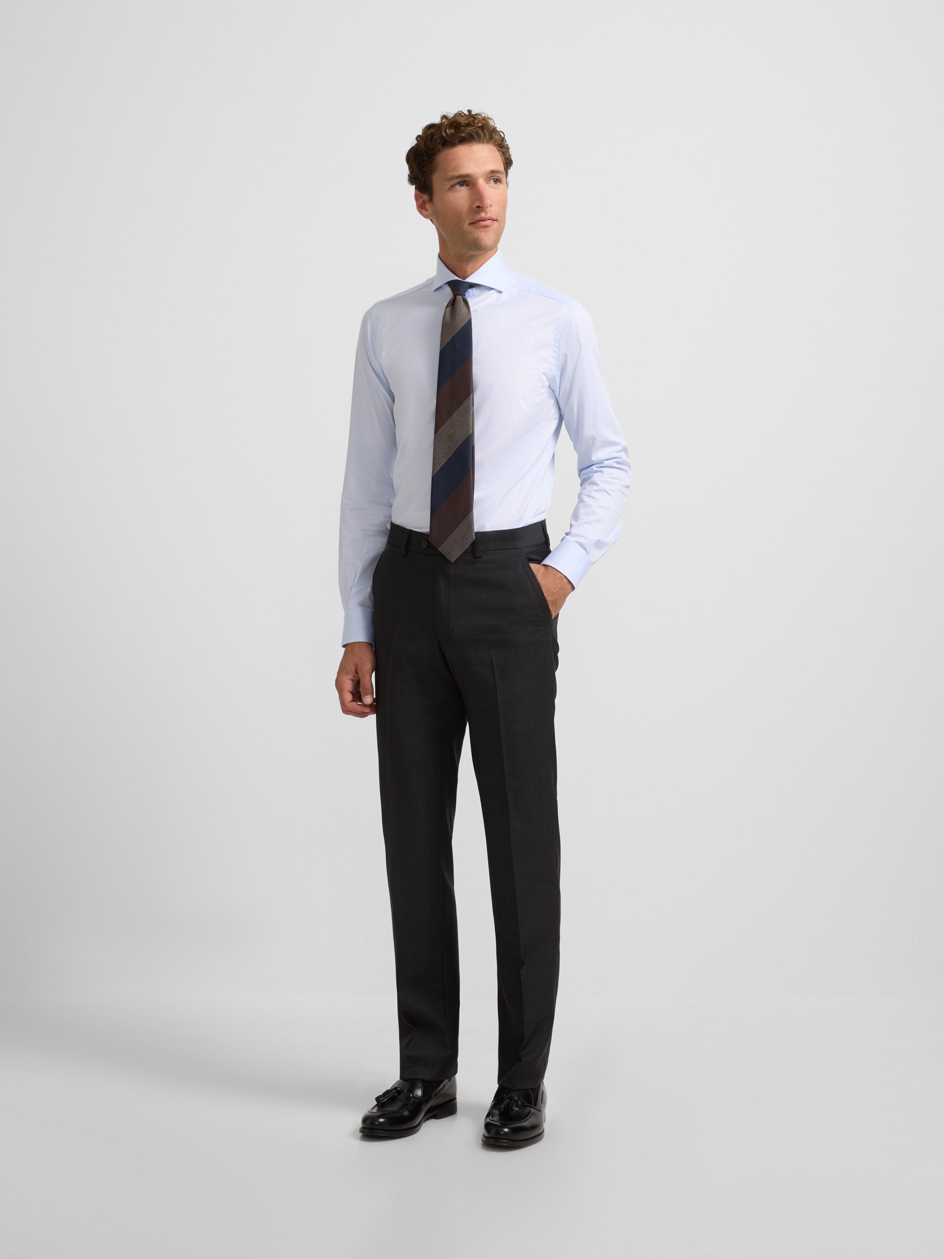 Gray bird's eye suit pants