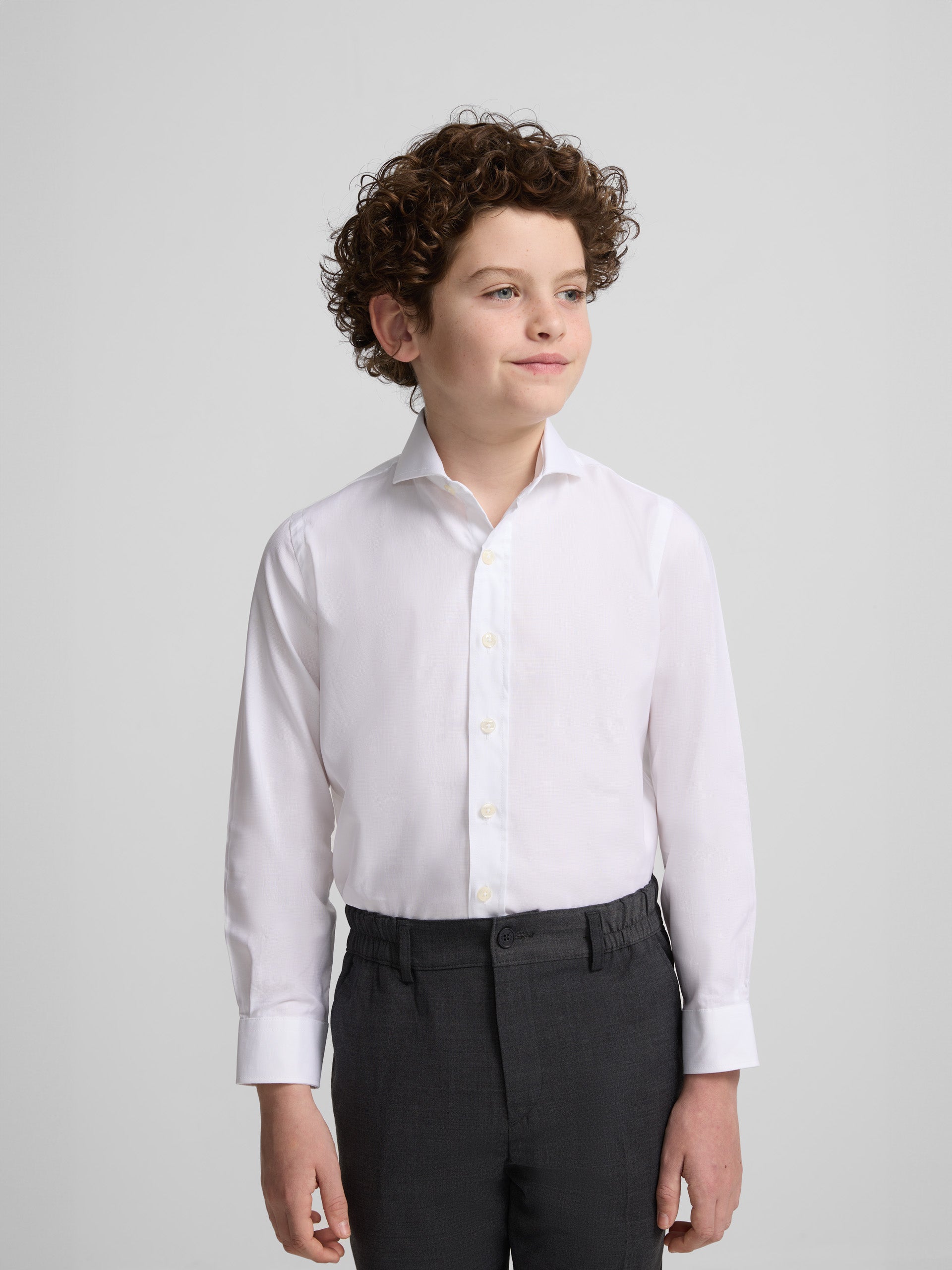 Chemise habillée blanche à simple manchette pour enfants