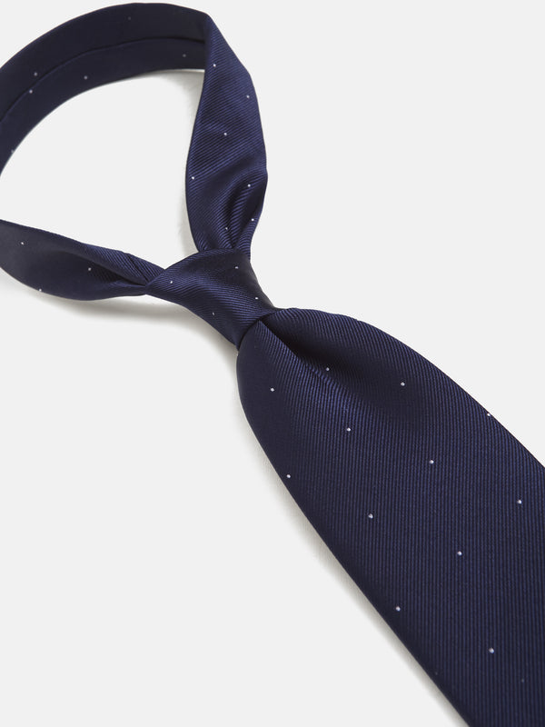 White navy micro-knit tie