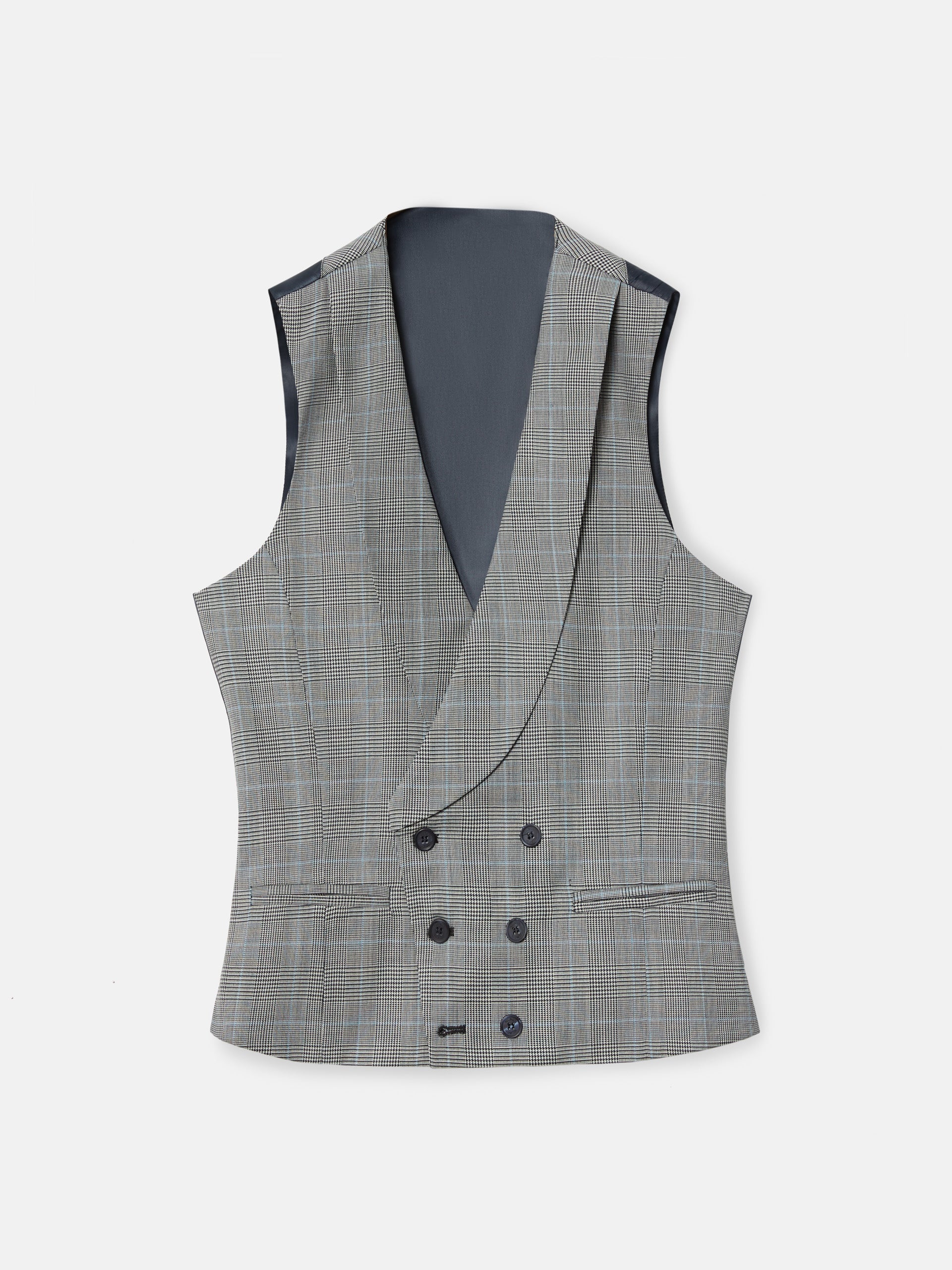 Gray prince of wales silbon jacket vest