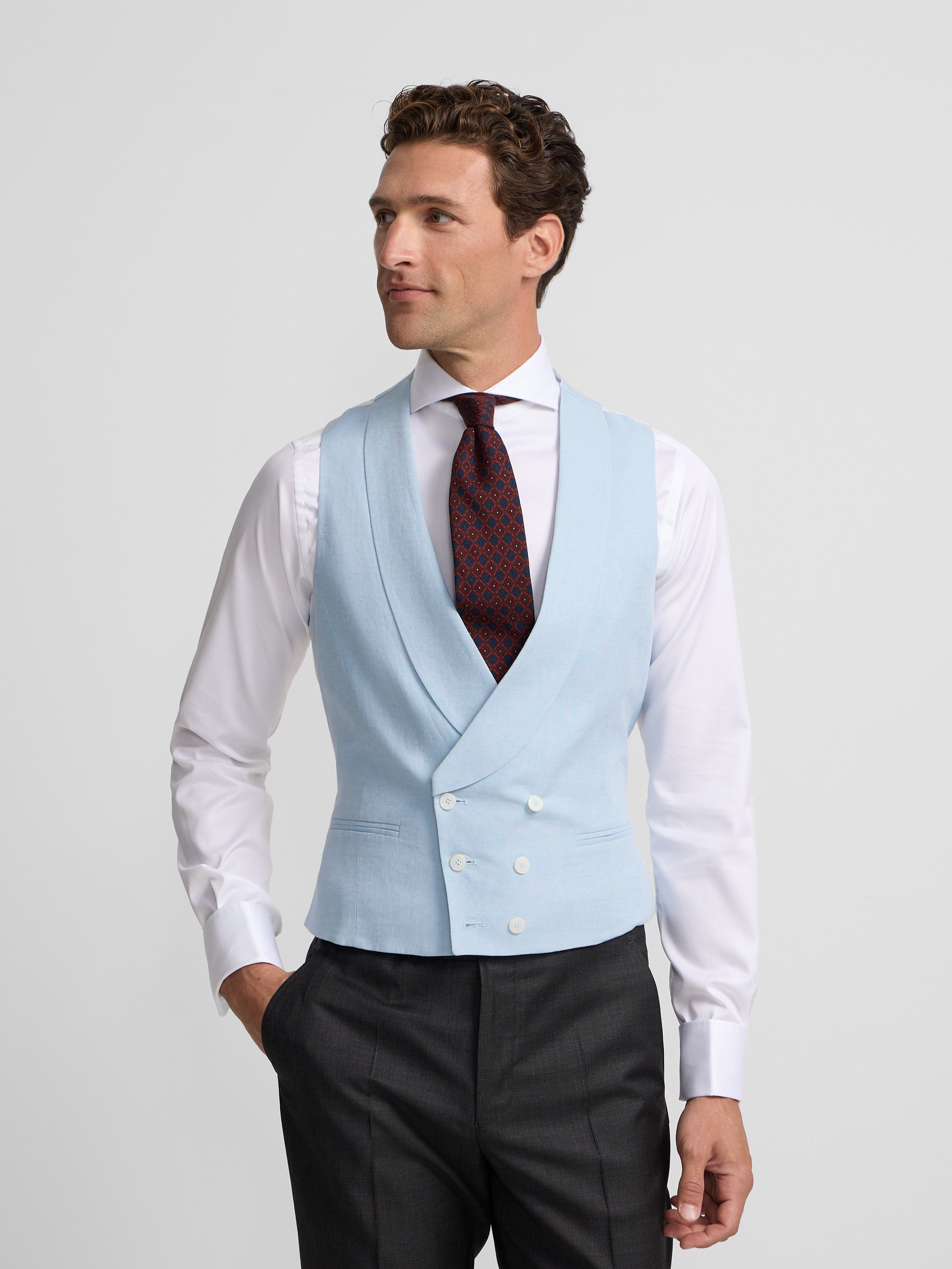 Light blue round neck jacket vest