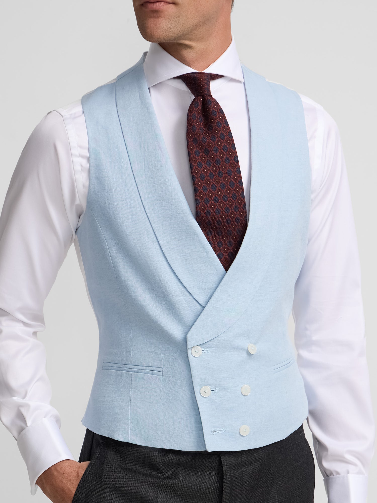 Light blue round neck jacket vest