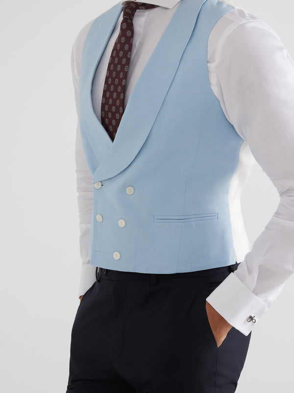 Light blue round neck jacket vest