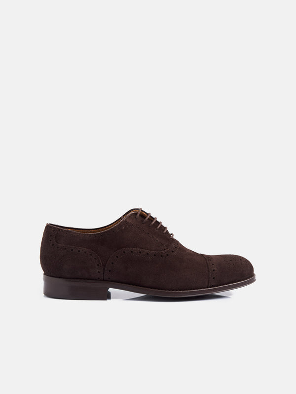 Chaussure classique en daim perforé marron