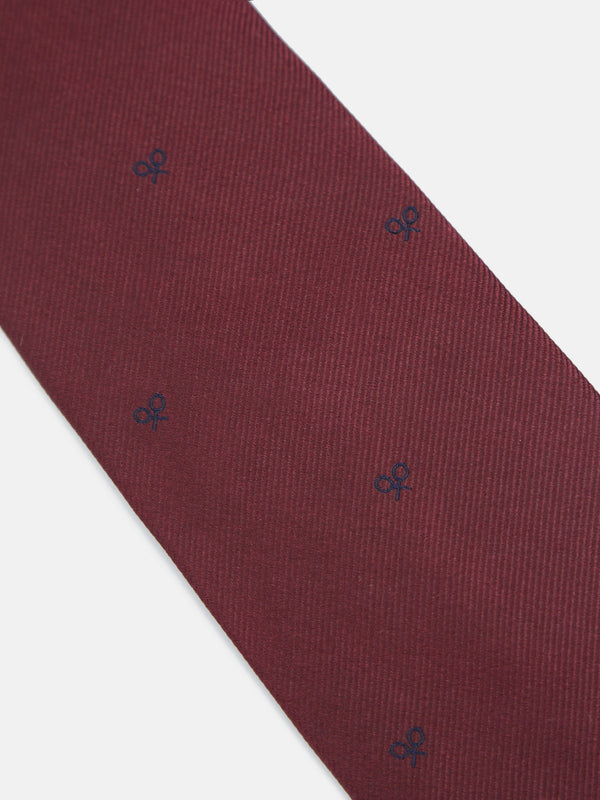 Silbon tie with burgundy racket motifs