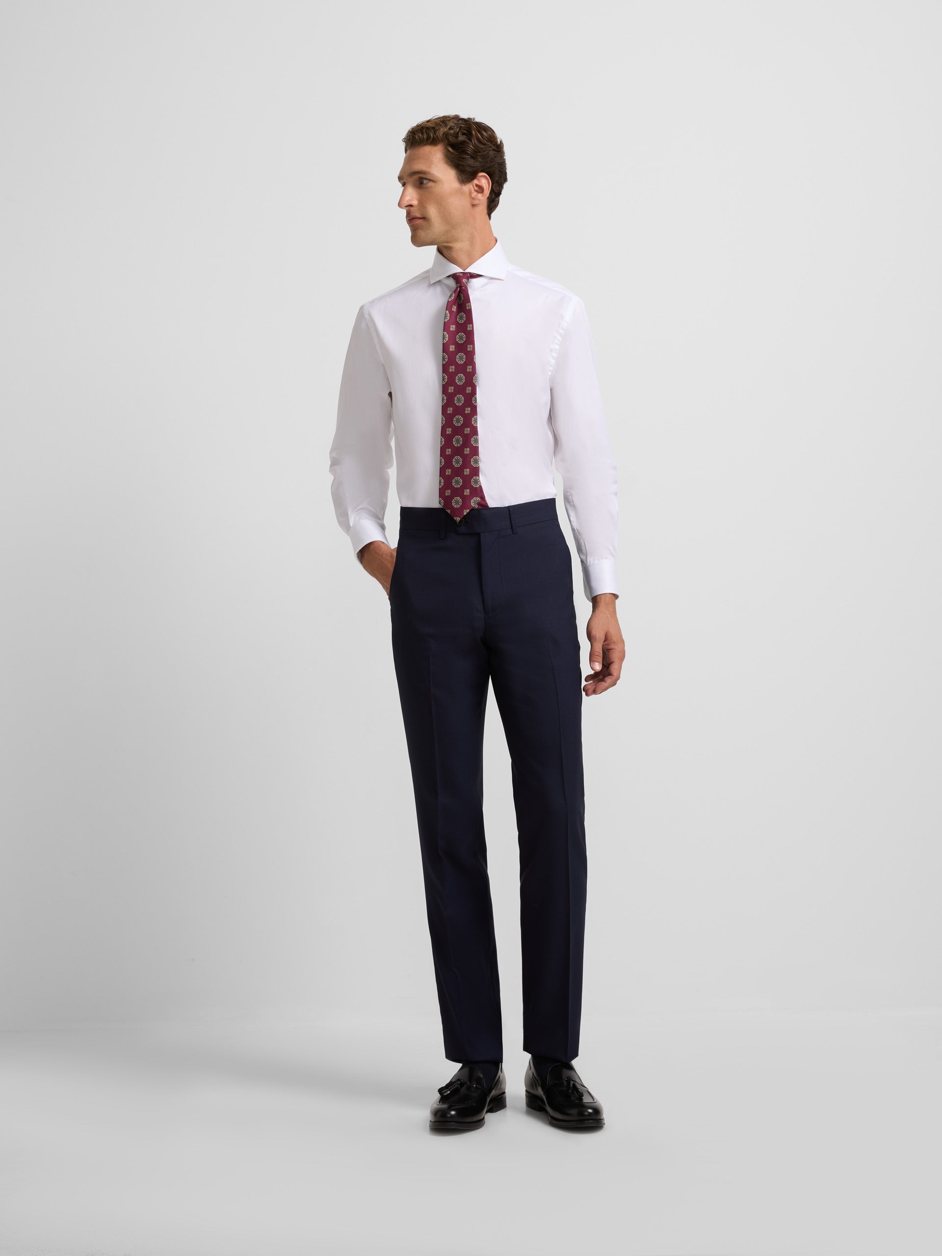 Navy blue structured suit pants