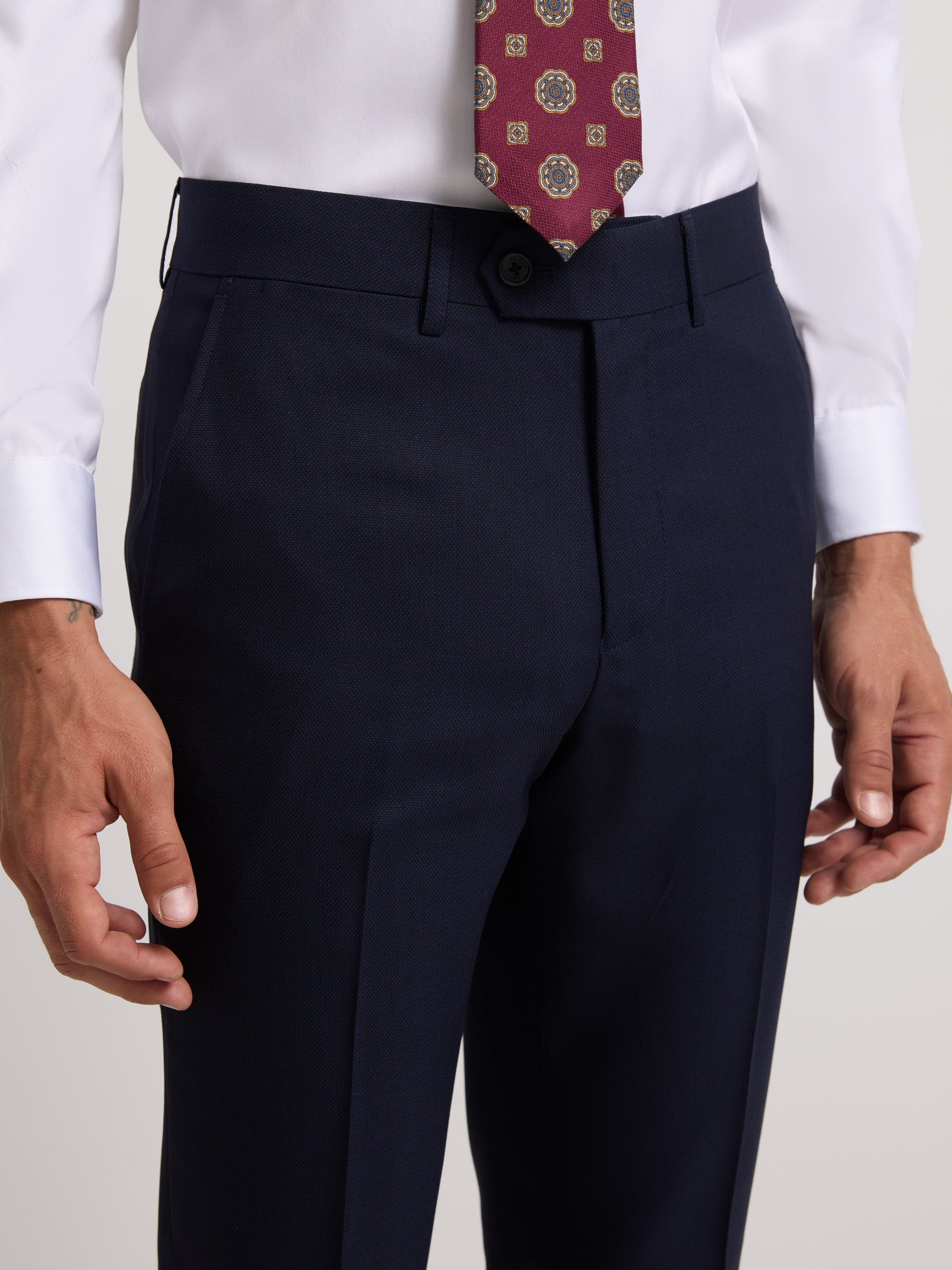 Navy blue structured suit pants