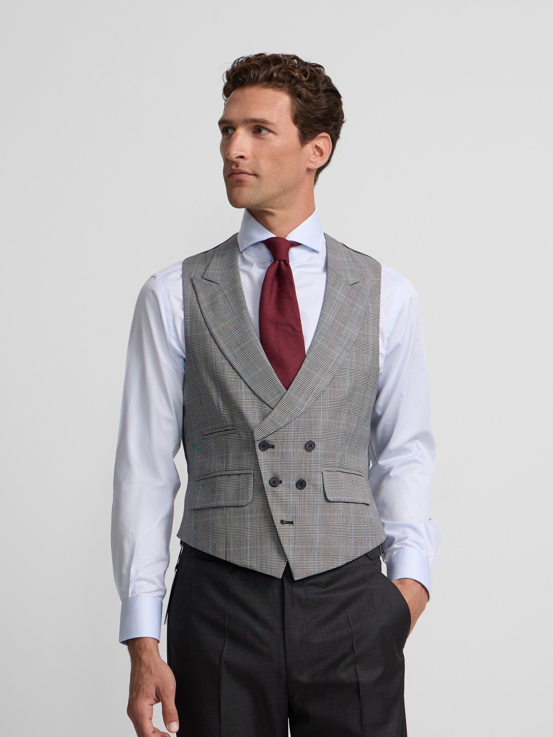 Gilet veste tailleur prince de galles gris