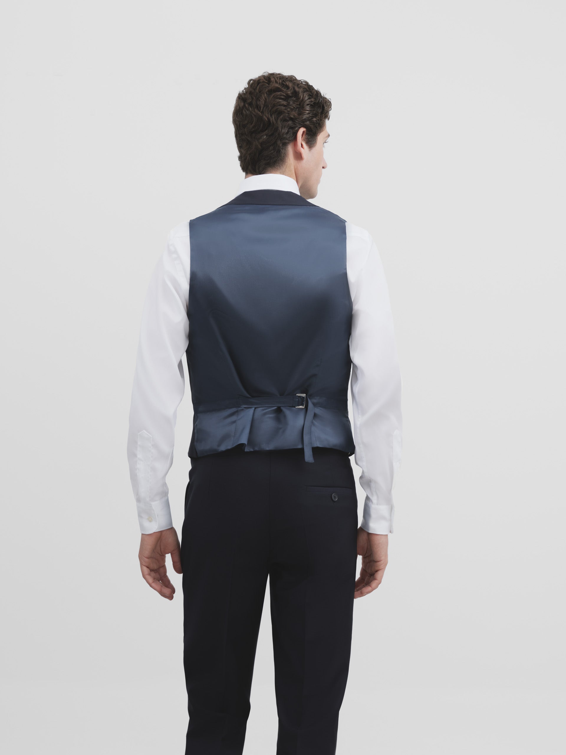 Gilet habillé stretch col rond bleu marine