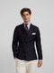 Navy blue double-breasted stretch jacket