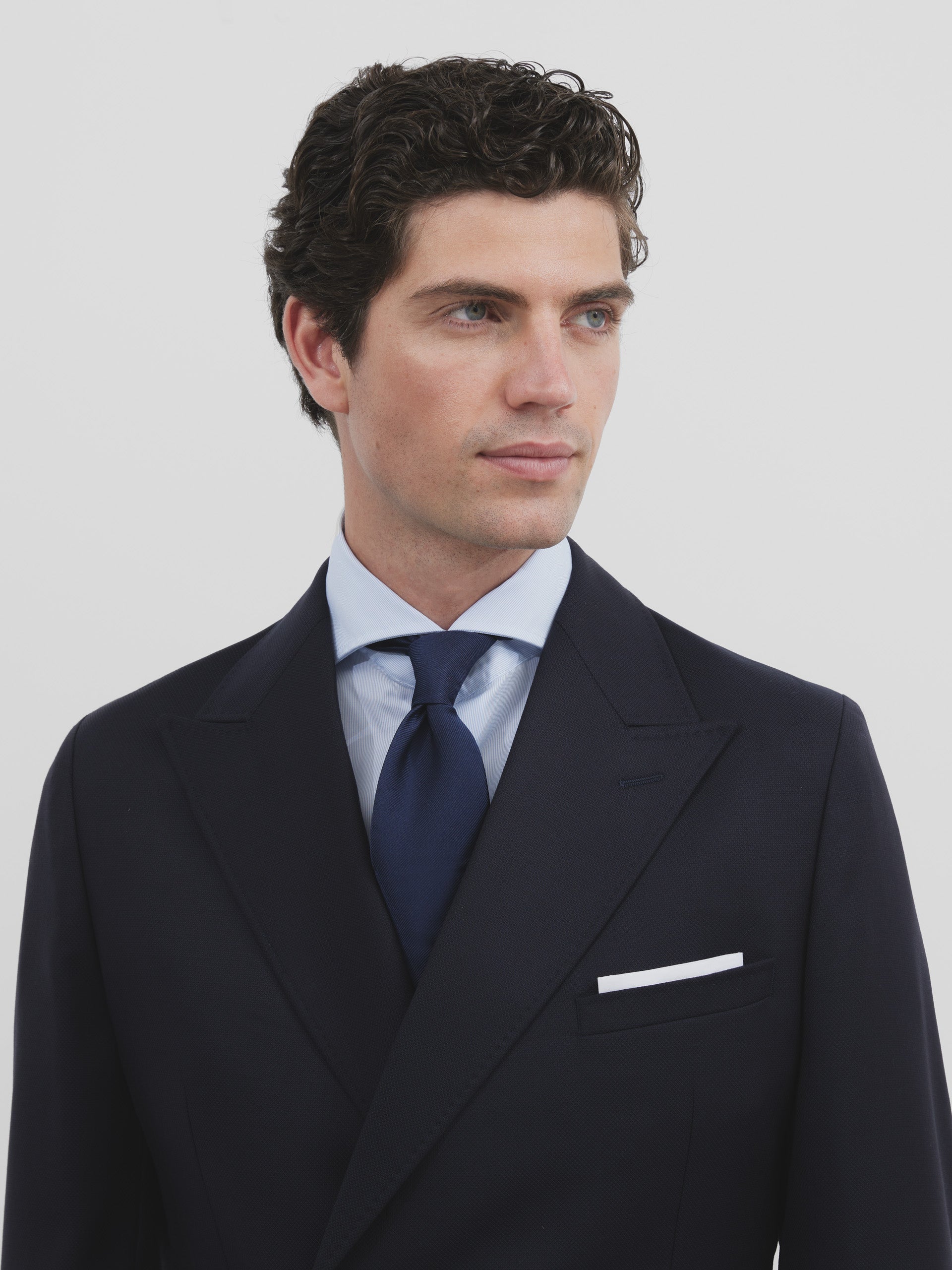 Navy blue double-breasted stretch jacket