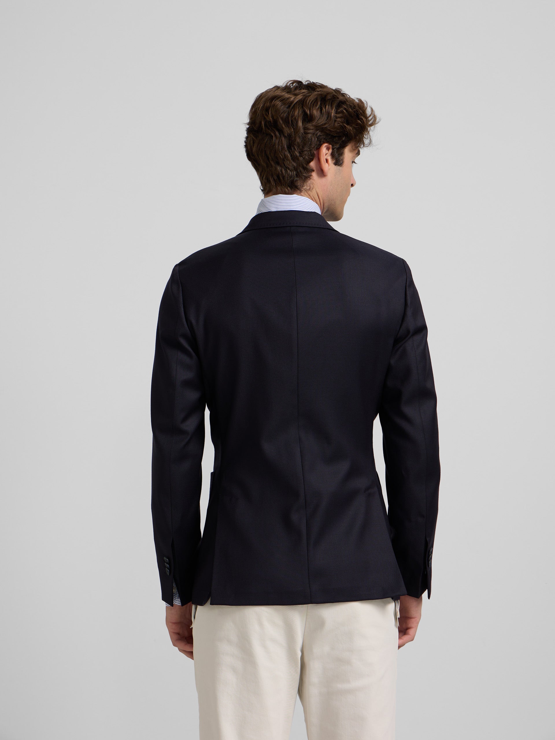 Veste stretch bleu marine à double boutonnage