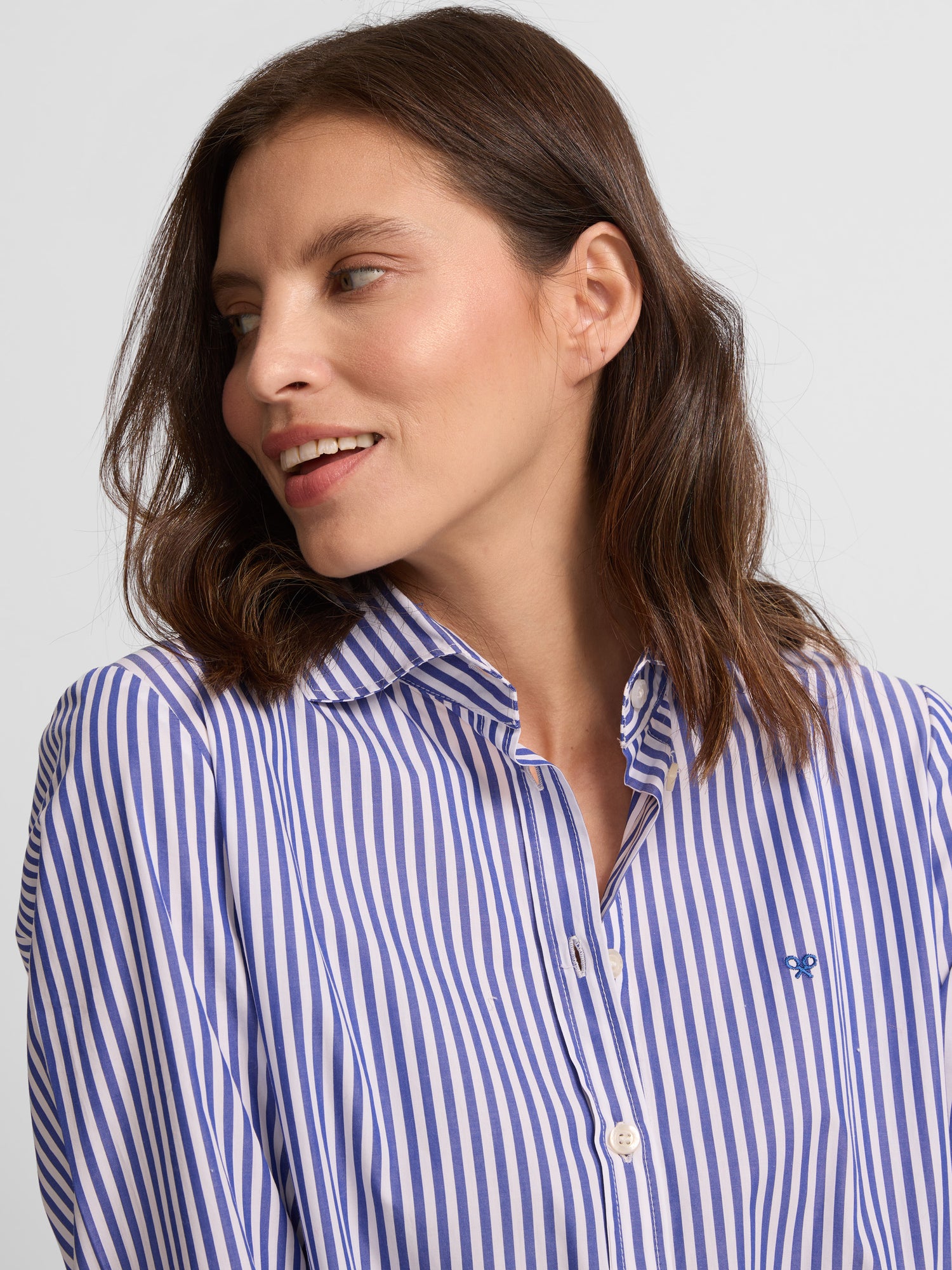 Blue and white striped women's shirt