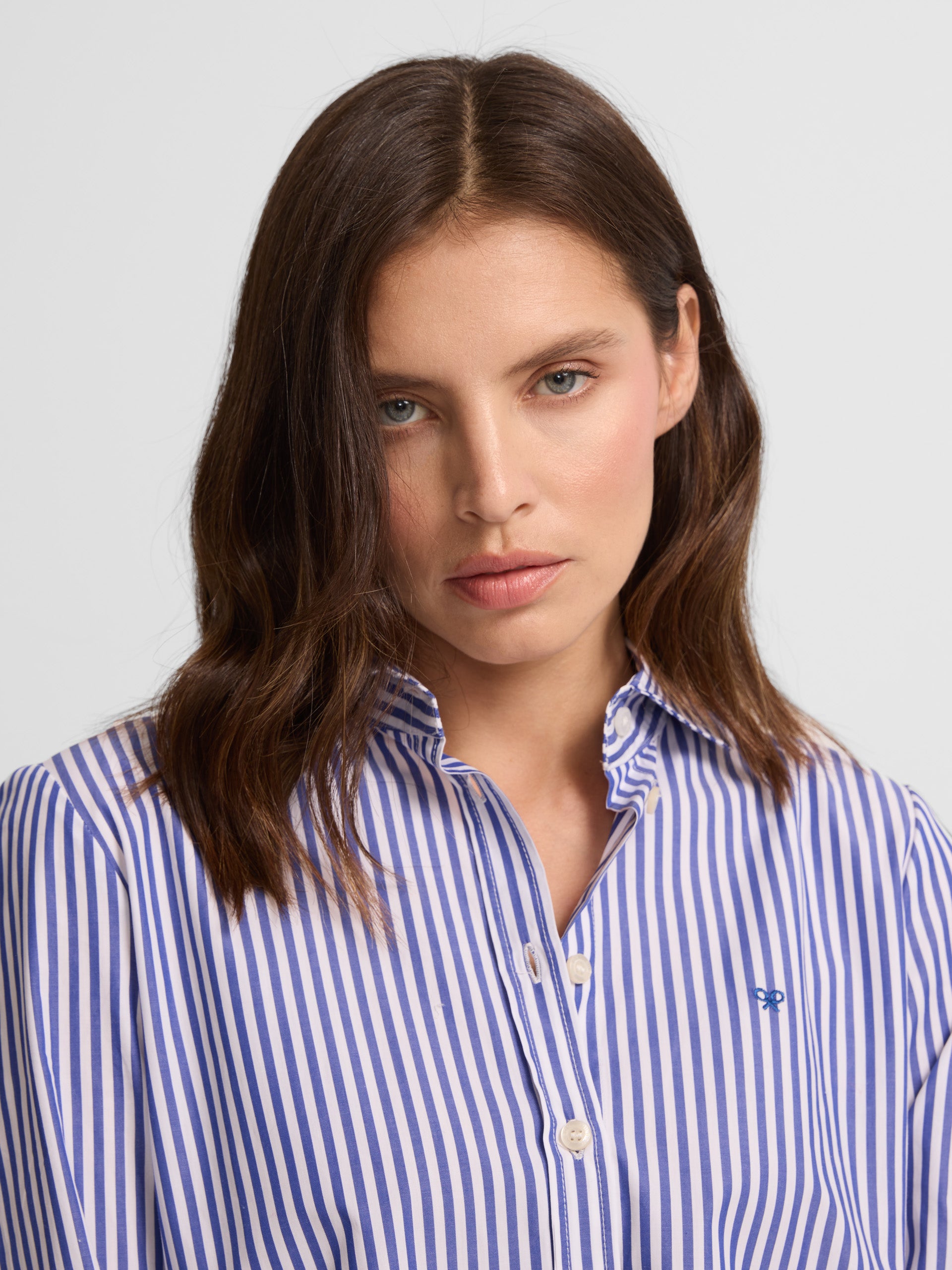 Blue and white striped women's shirt