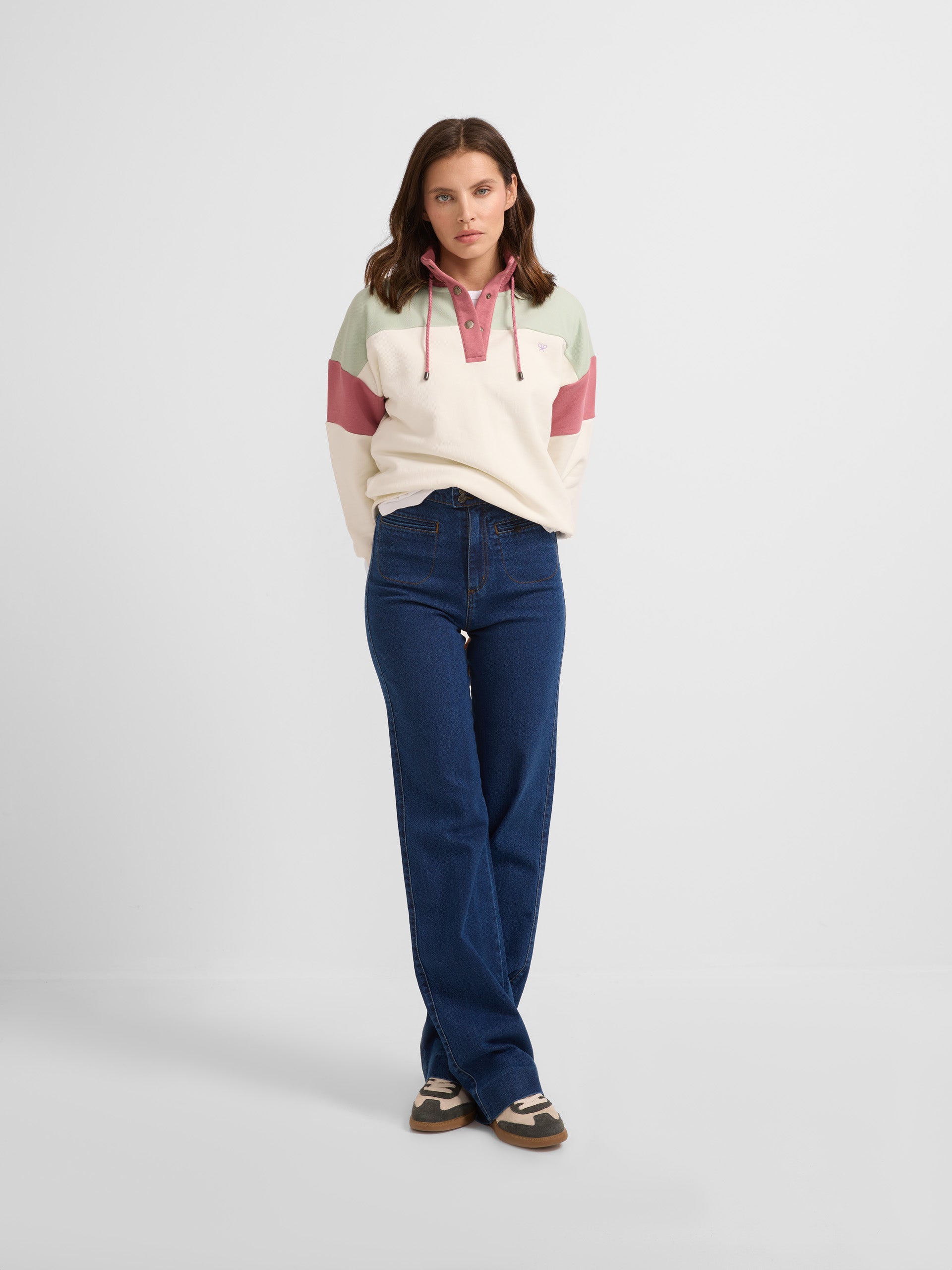 Flare denim pants with pockets