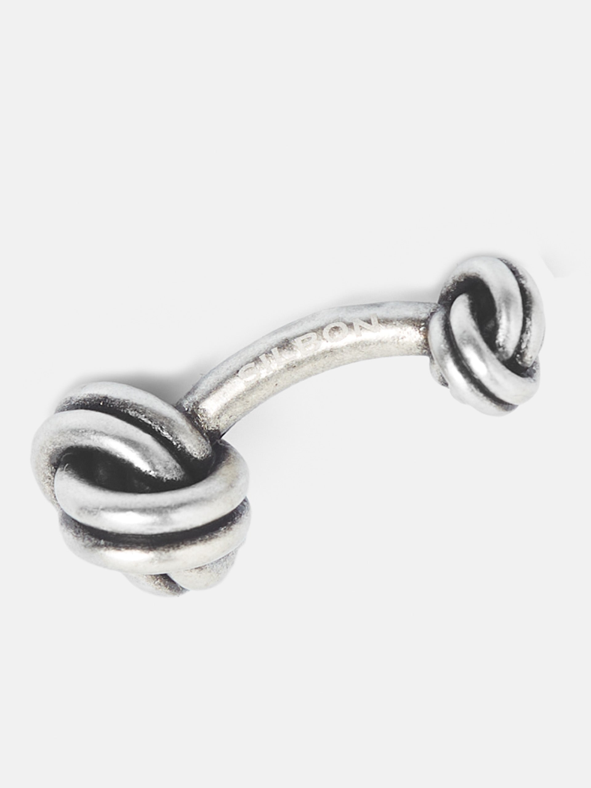 Bouton de manchette noeud argent vieilli