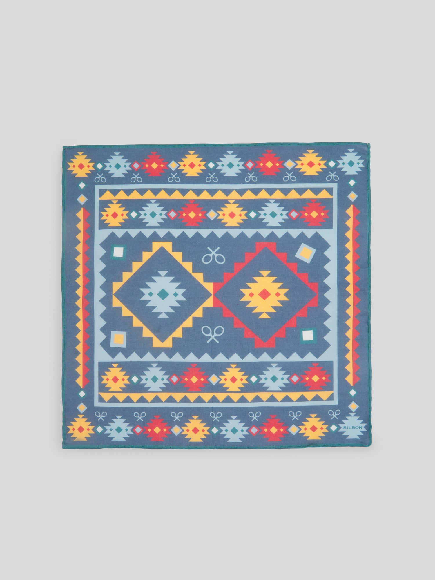 Pañuelo etnico kilim multicolor azul