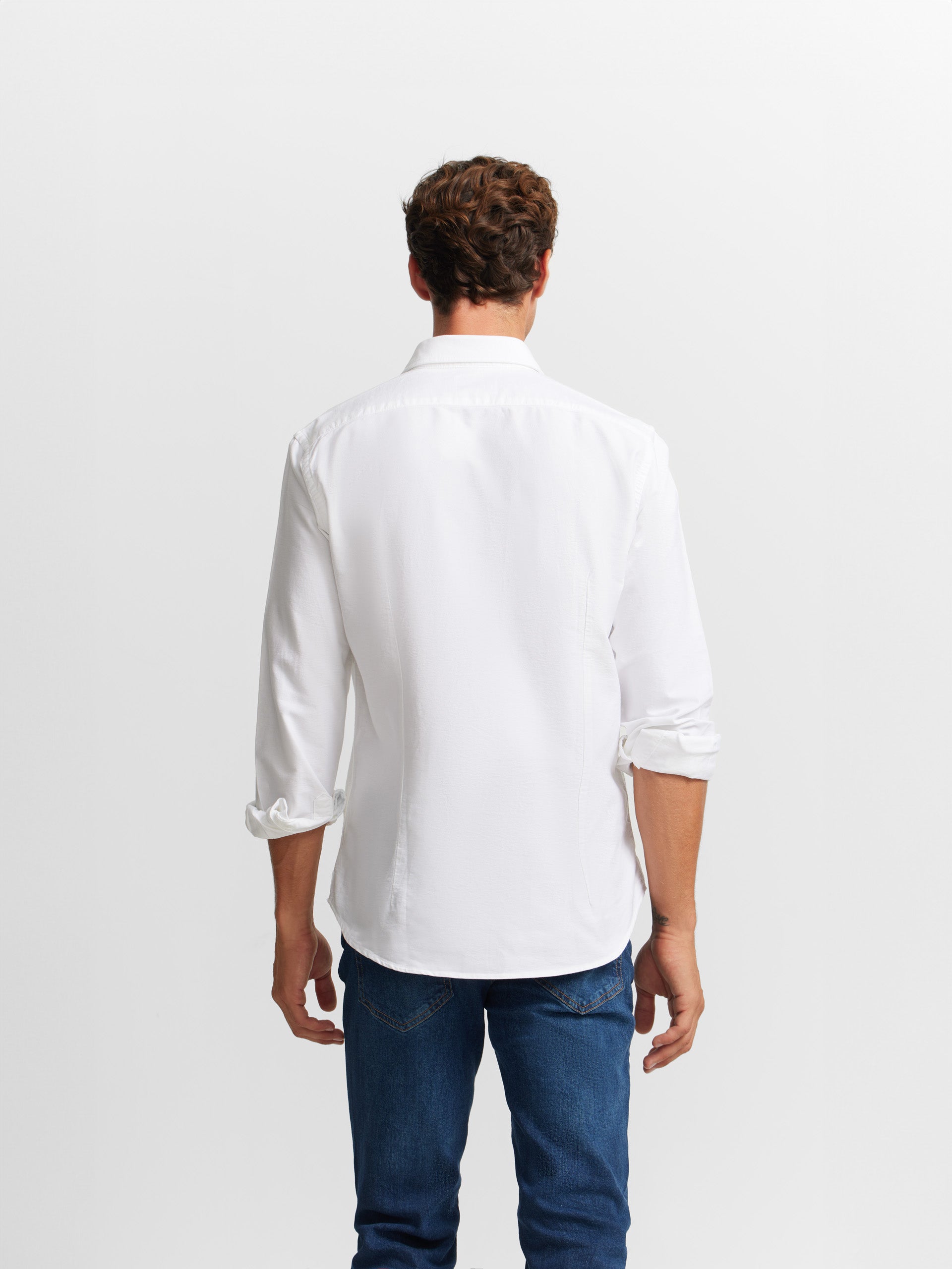 Chemise sport oxford découpée blanche