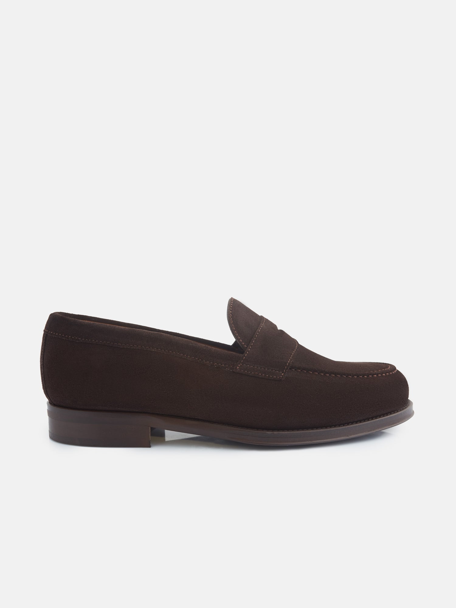 Chaussure penny en daim marron