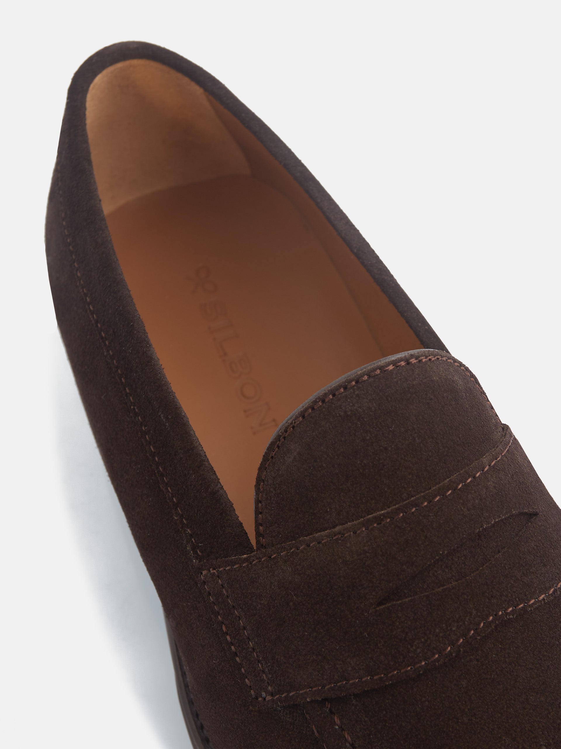 Brown suede penny shoe