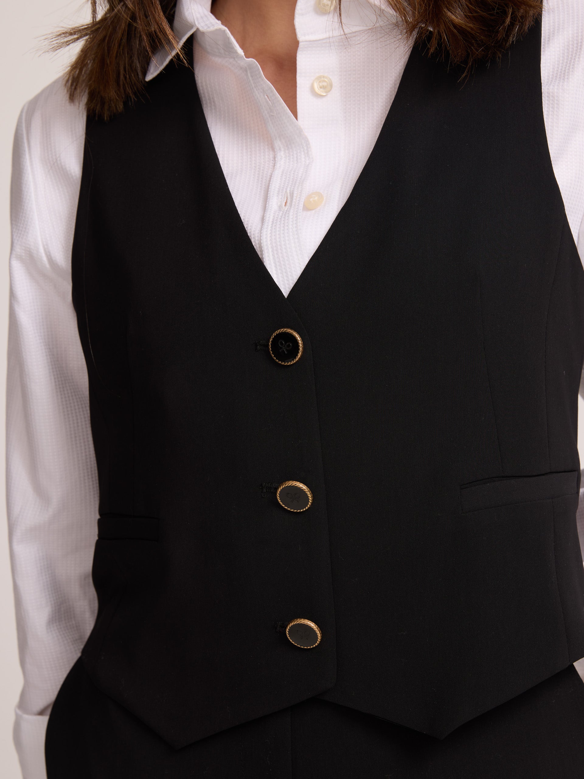 Classic black tailored women's vest