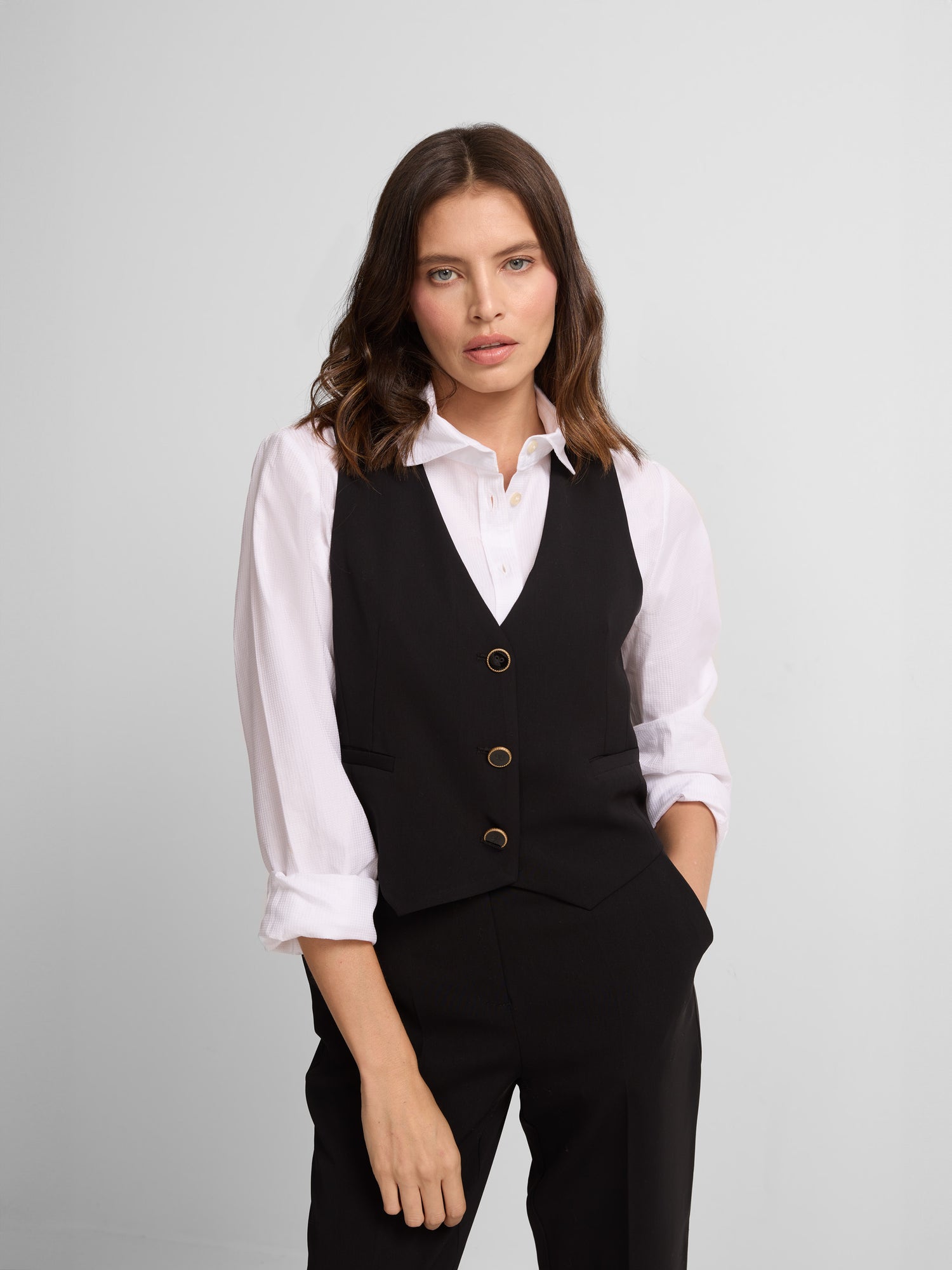 Classic black tailored women's vest