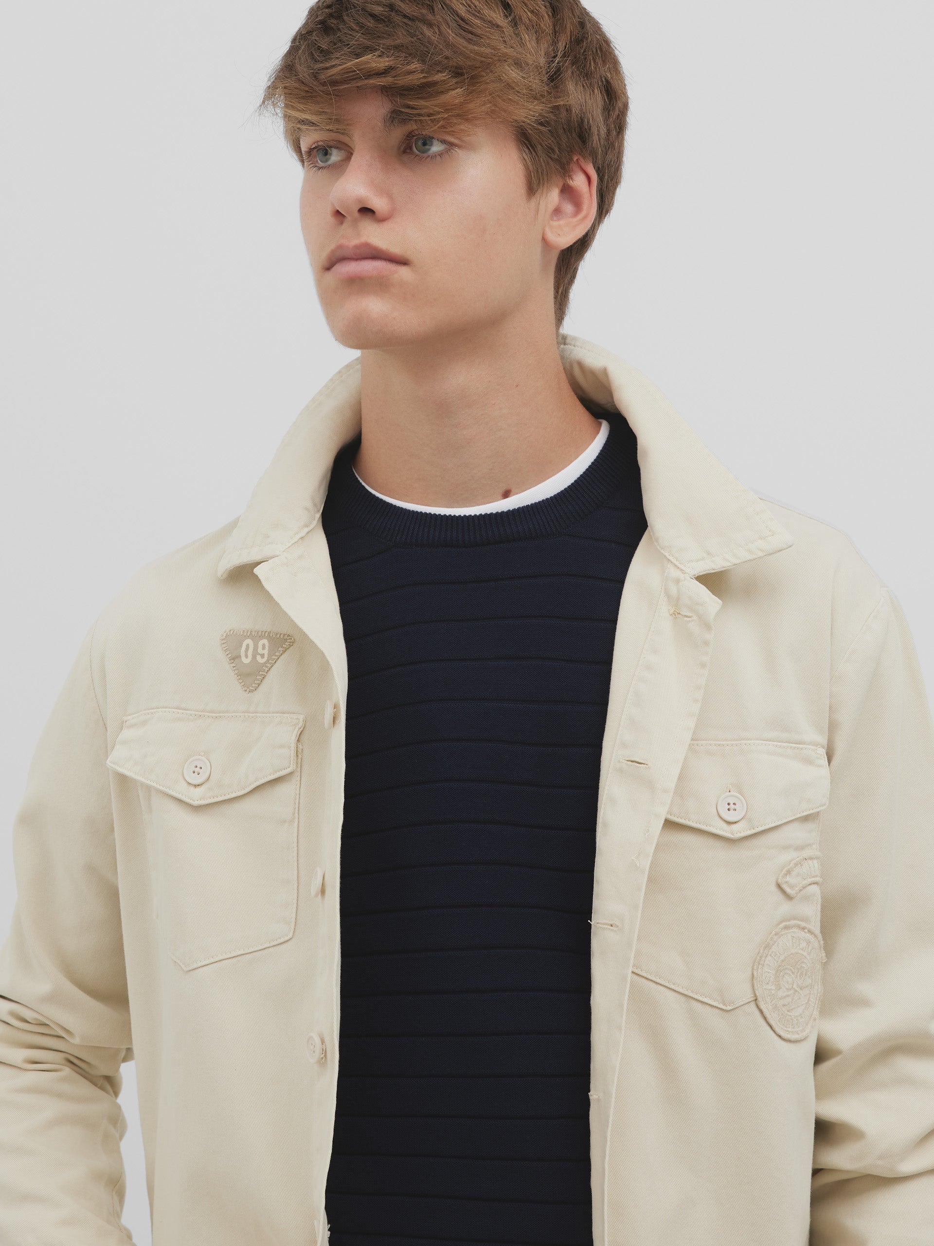 Beige patch overshirt