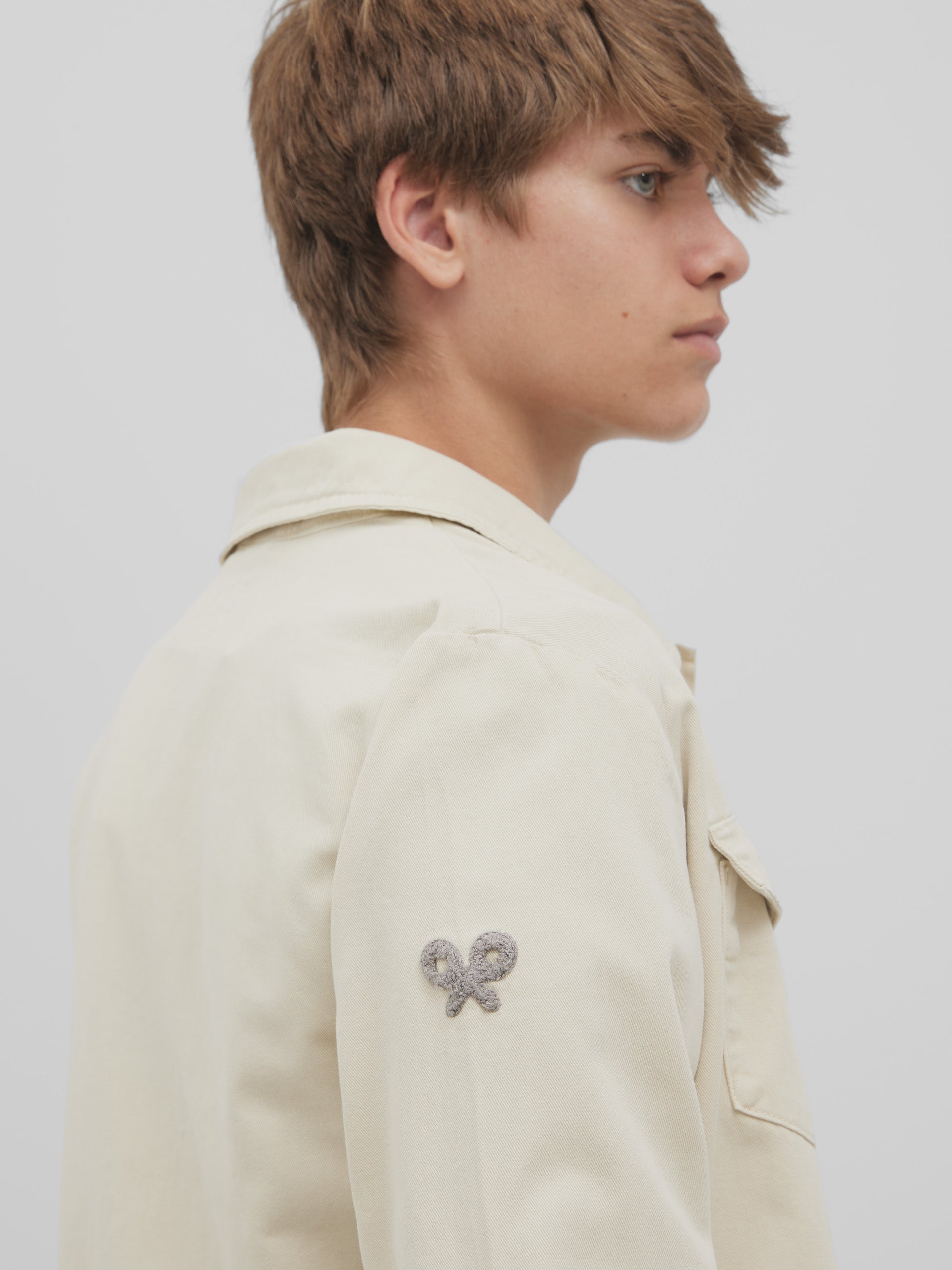 Beige patch overshirt