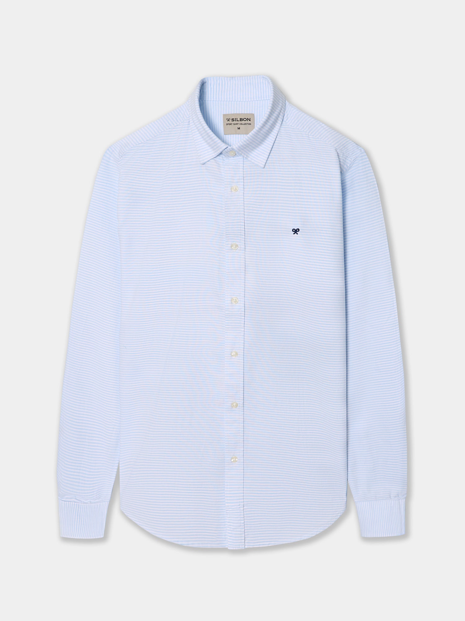 Chemise sport oxford à rayures horizontales bleu clair