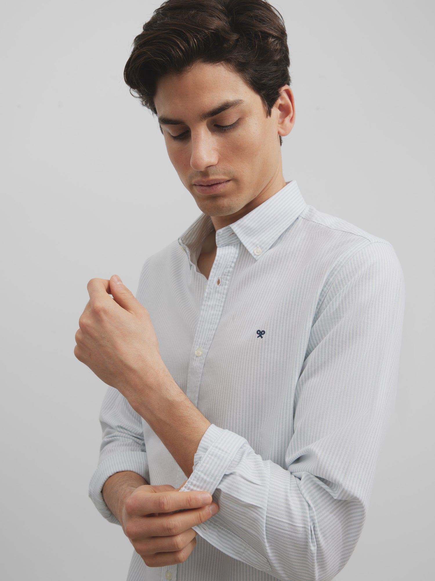 Chemise sport oxford à rayures vertes