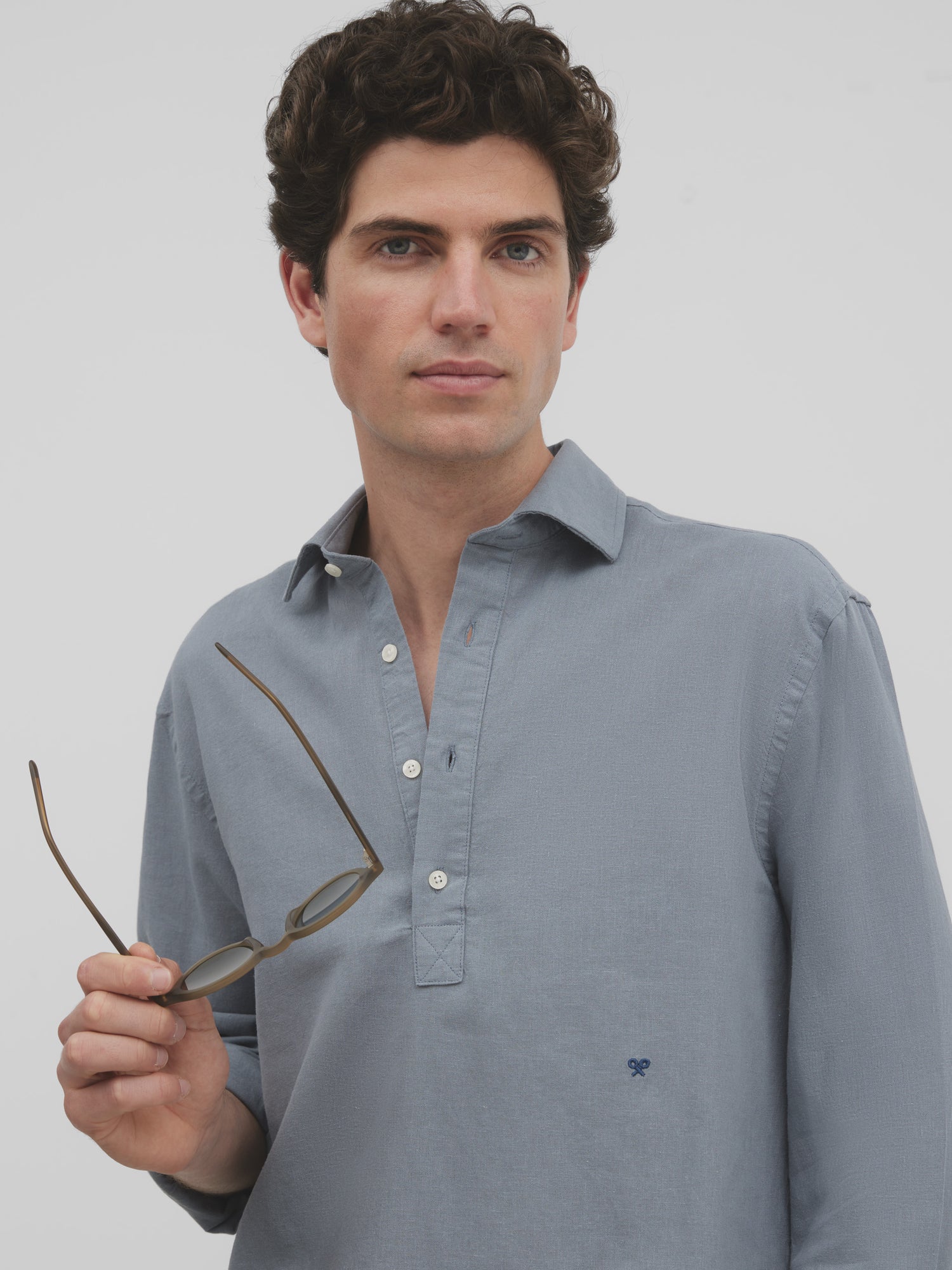 Silbon soft blue gray sport shirt