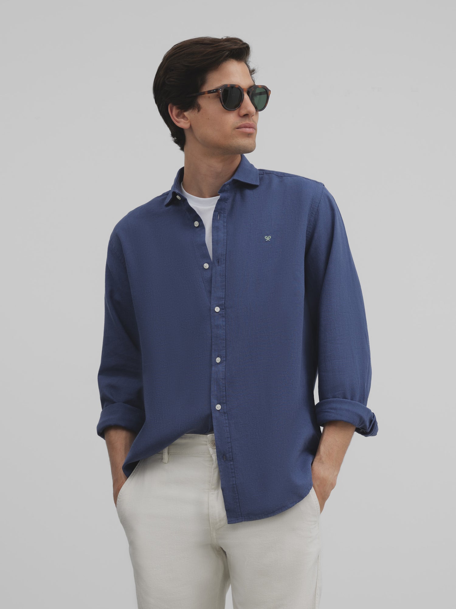 Silbon soft indigo blue sport shirt