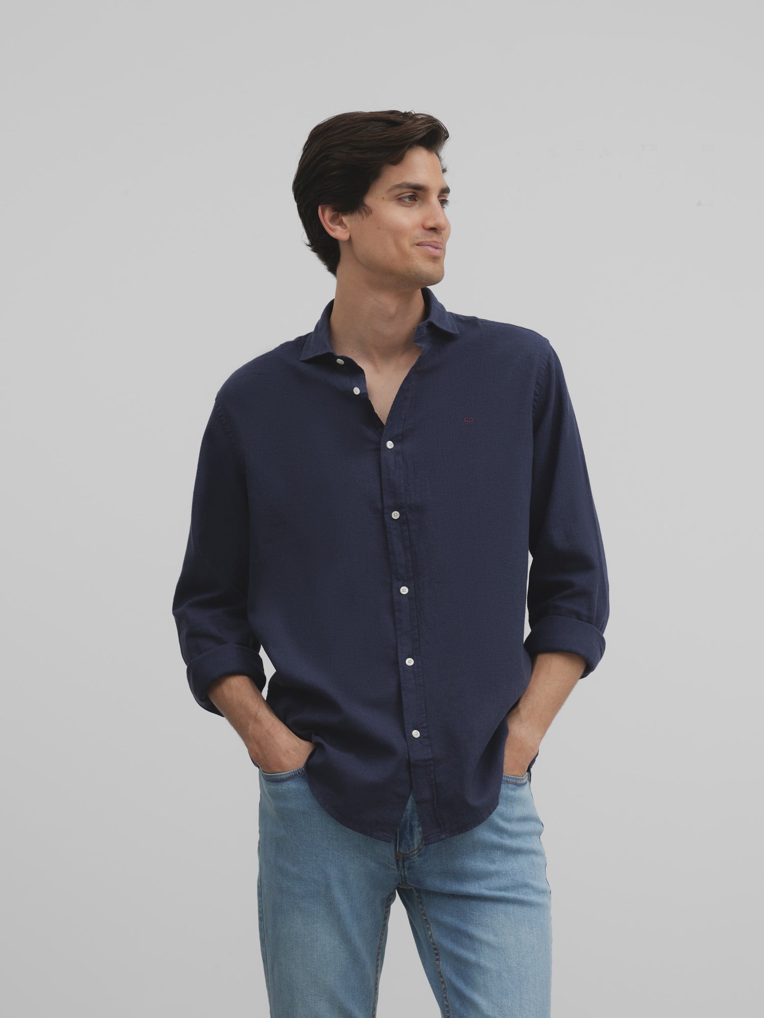 Silbon soft navy blue sport shirt