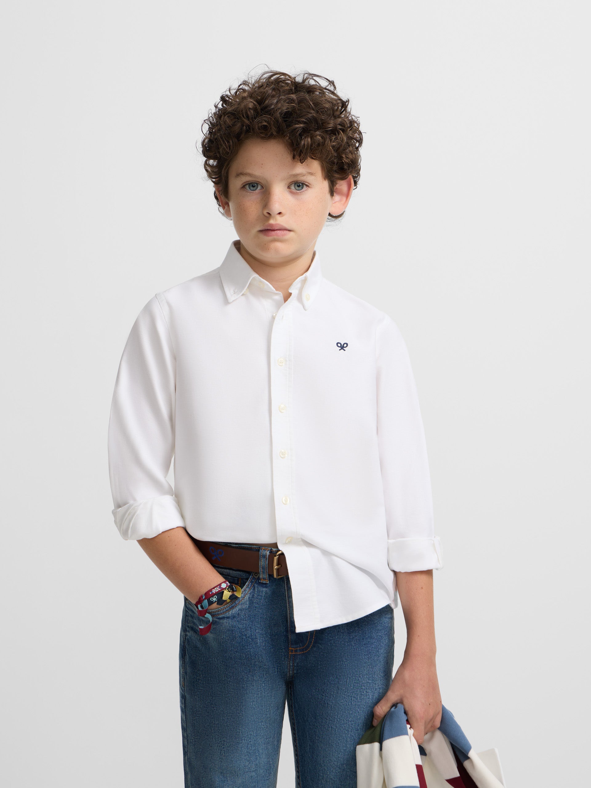 Classic white oxford kids sport shirt