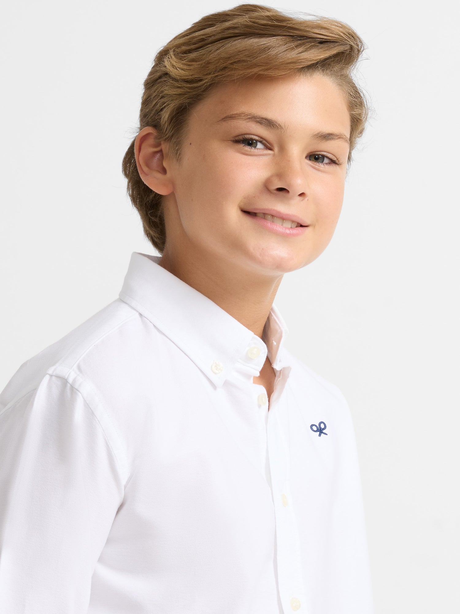 Chemise de sport oxford blanche classique pour enfants