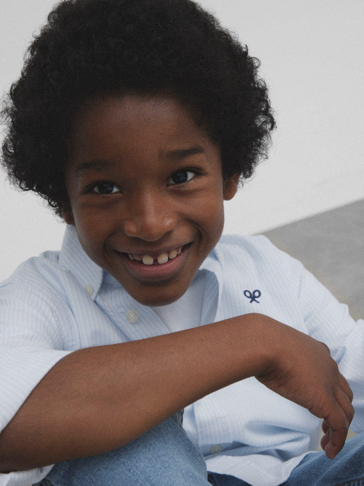 Chemise de sport pour enfants Oxford à rayures bleues classiques