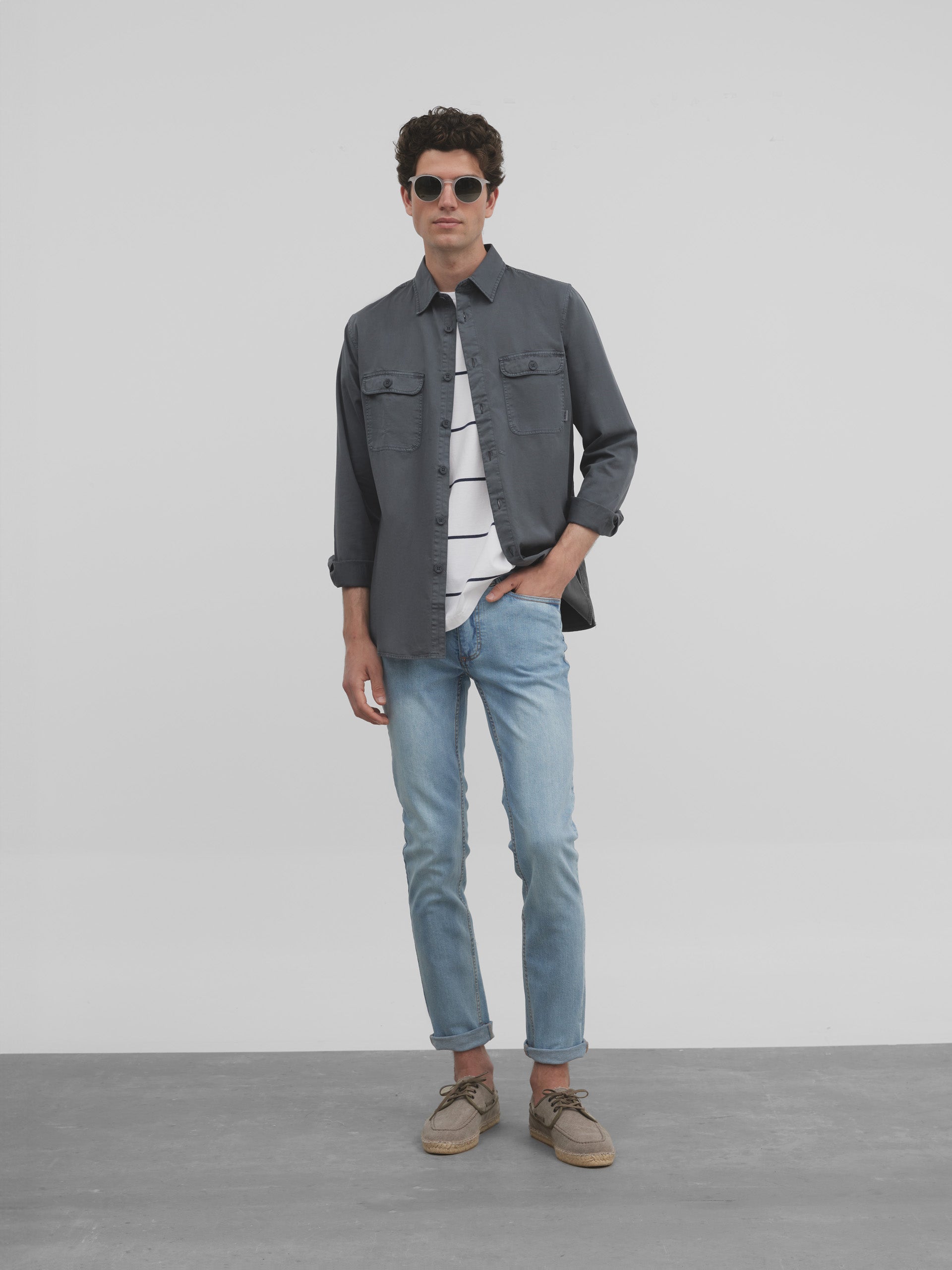 Medium gray garment dye overshirt