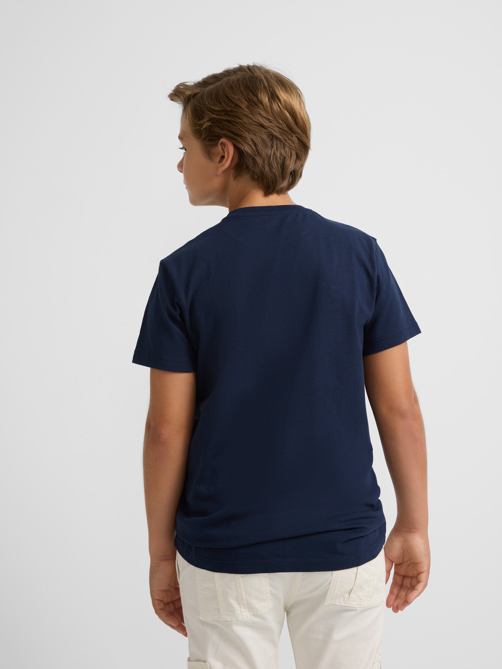 Kids navy blue half racket t-shirt