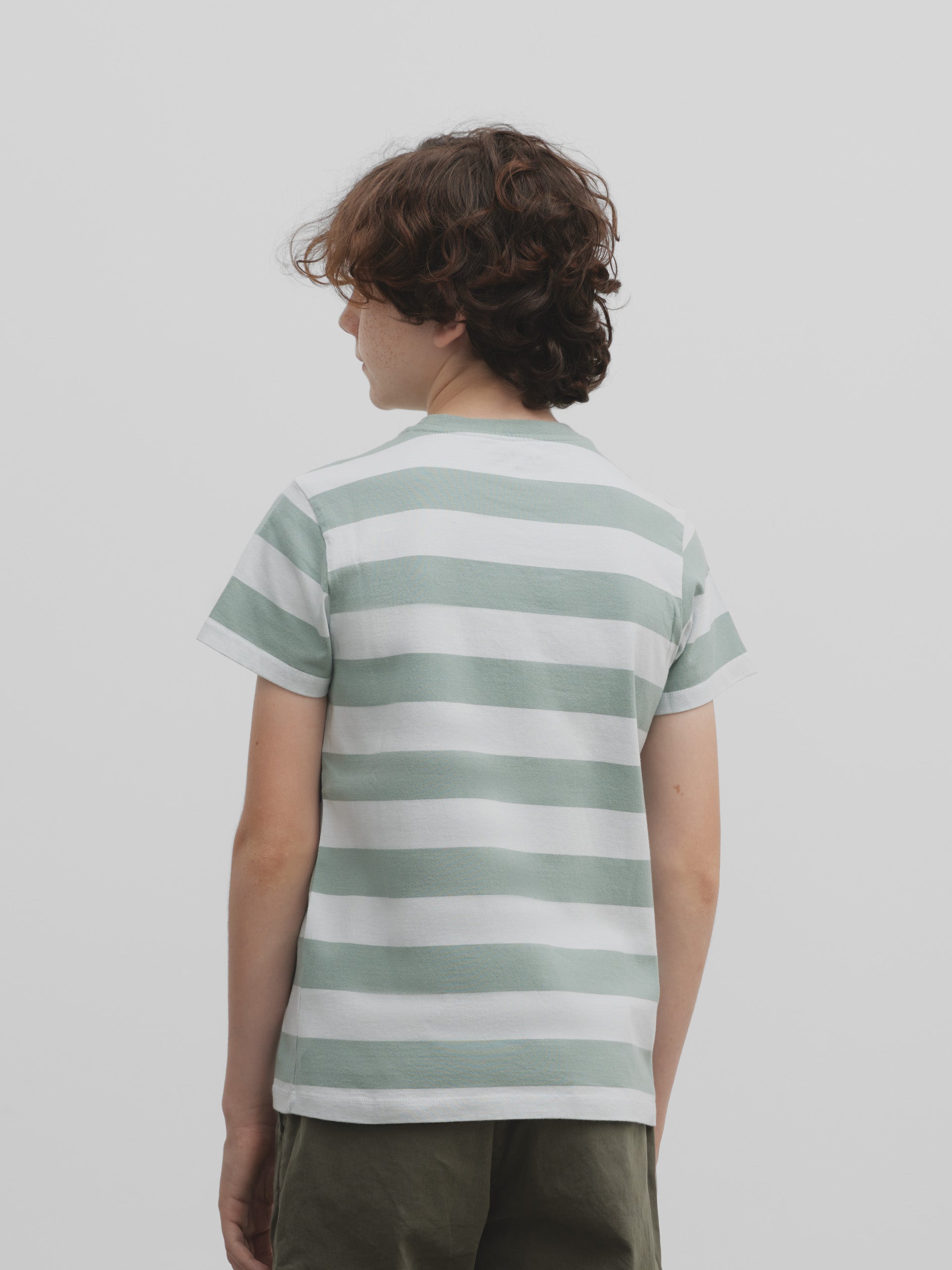 Green nautical stripe kids t-shirt
