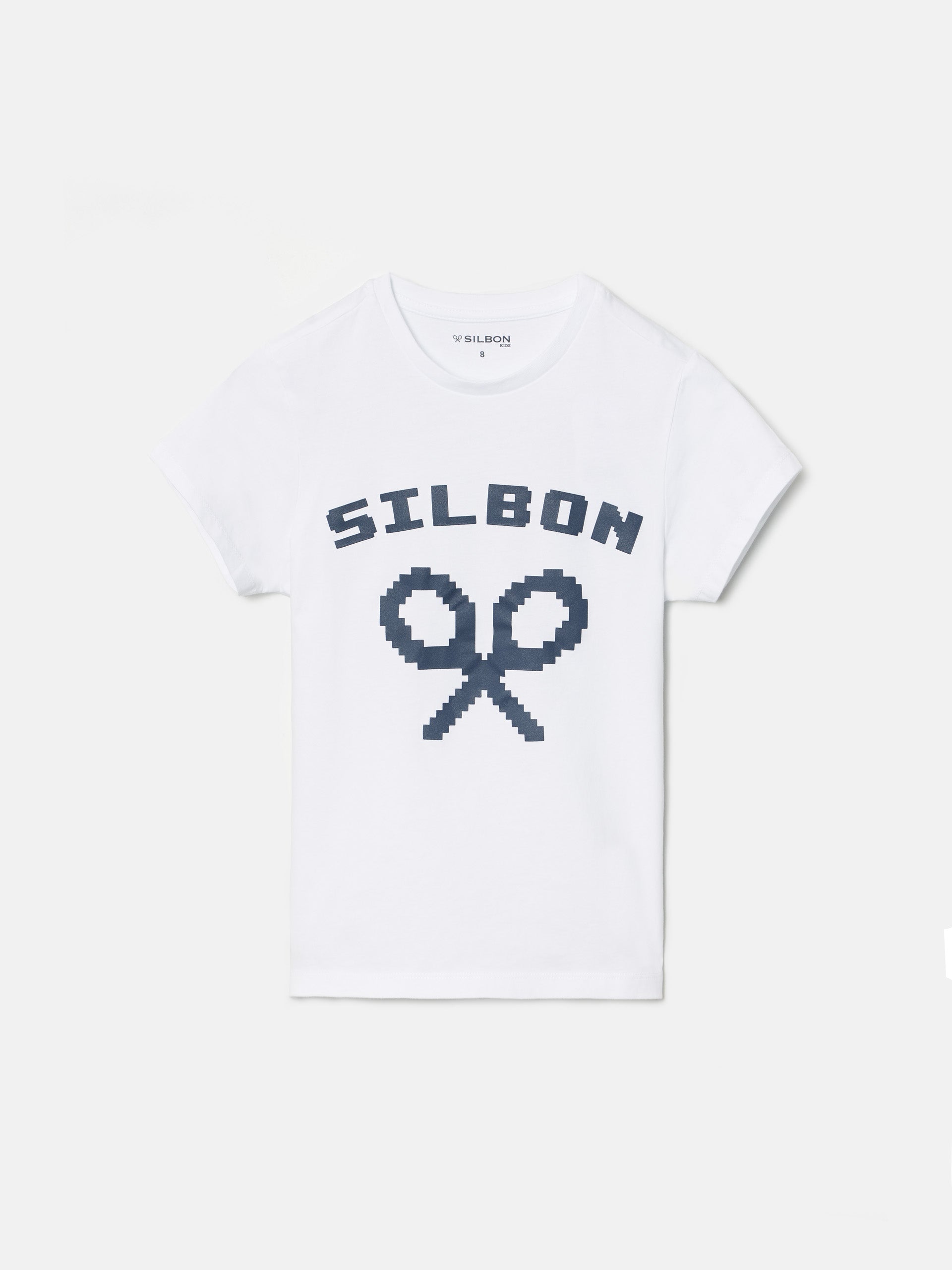 T-shirt enfant logo pixel blanc