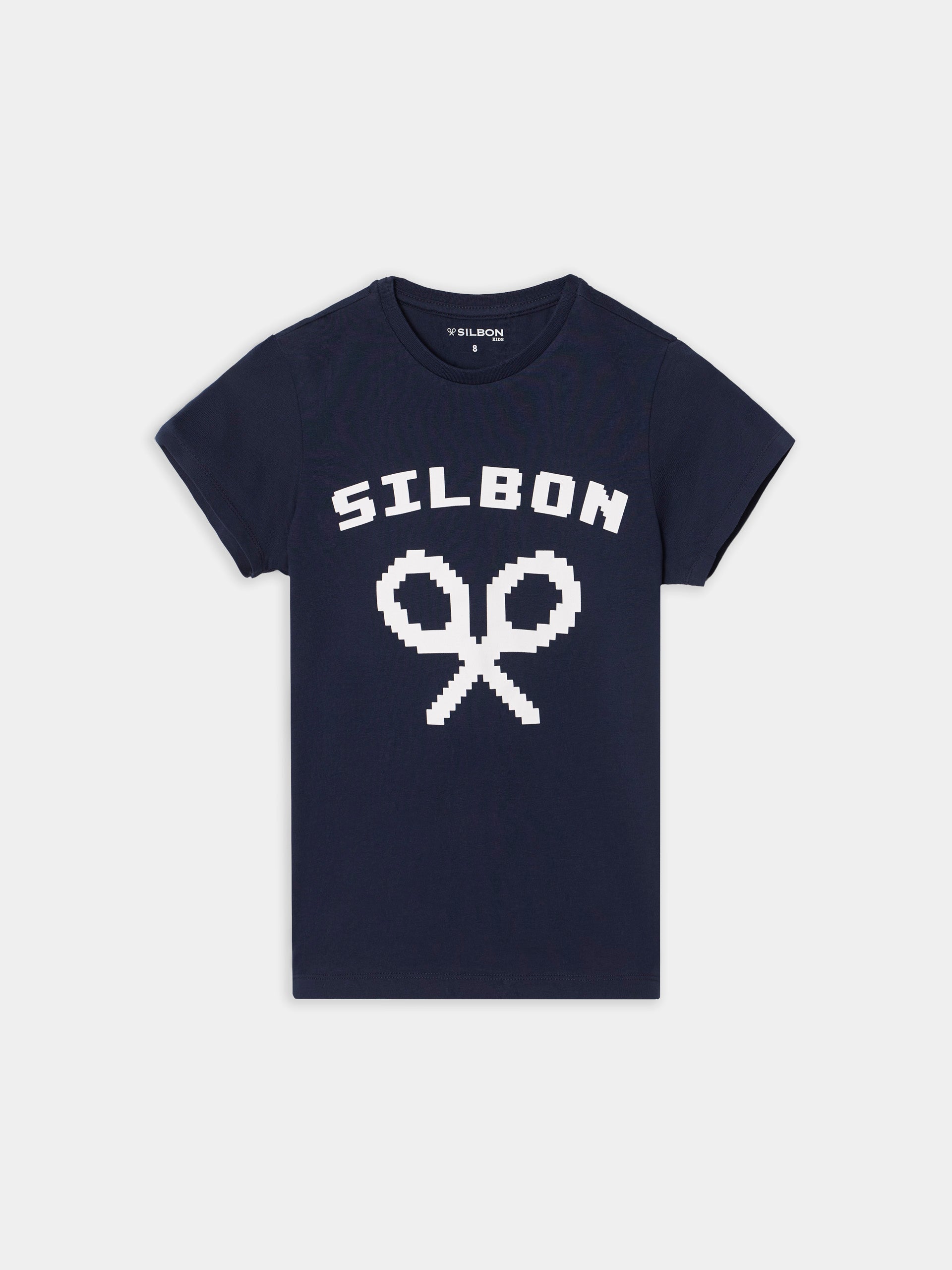 T-shirt enfant logo pixel bleu marine